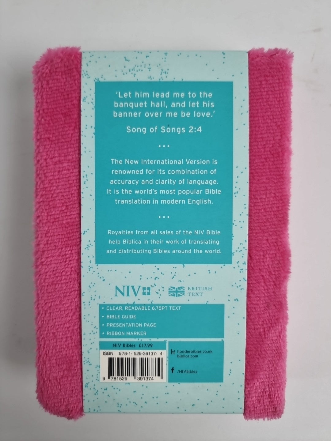 NIV Pocket Fluffy Pink Bible by New International Version (Hardcover, 2020)