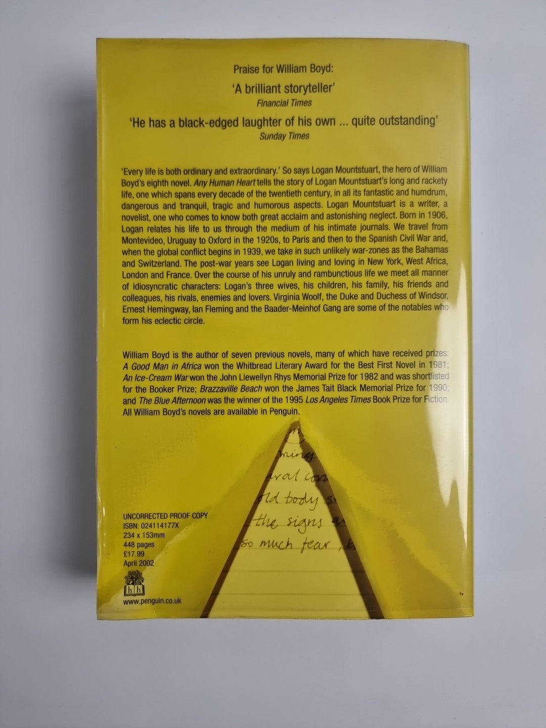 Any Human Heart by William Boyd - Rare Uncorrected Proof Copy- Unread 