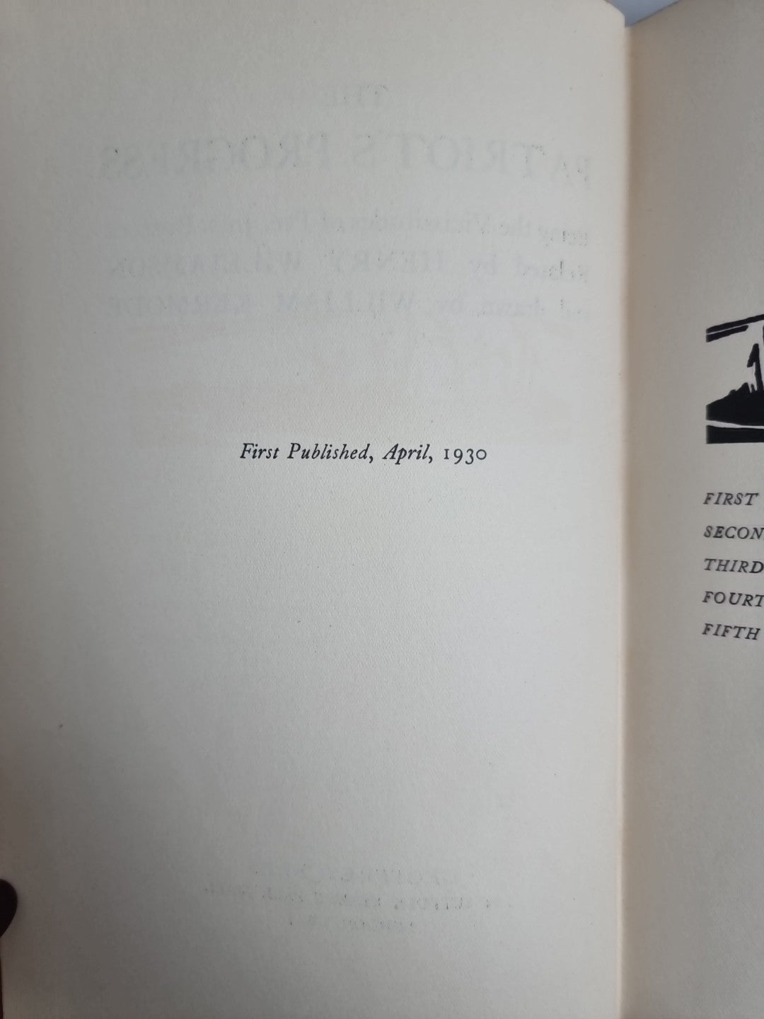 The Patroit's Progress, Henry Williamson — First Edition