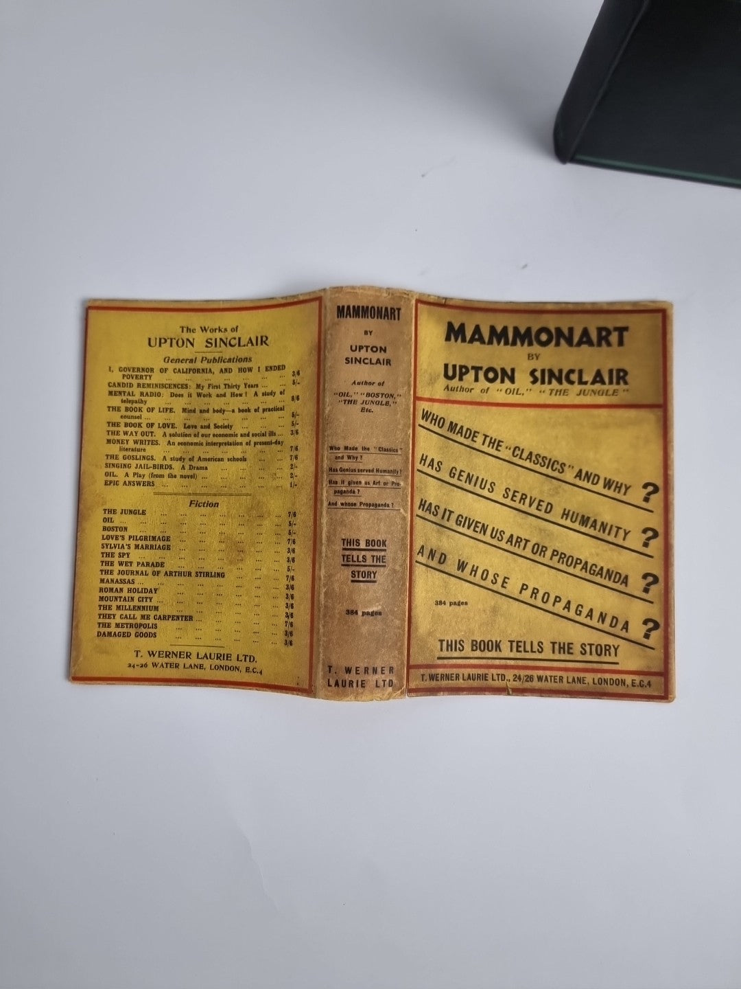 Upton Sinclair,  Mammonart 1934 1st UK Edition 