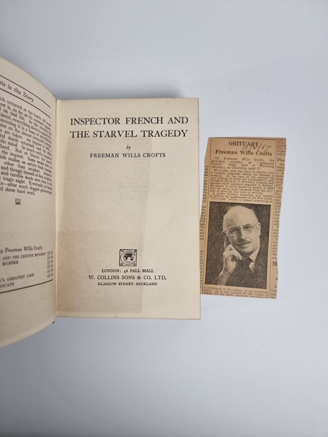 Inspector French and the Starvel Tragedy" Freeman Crofts - 1927 1st Edition.