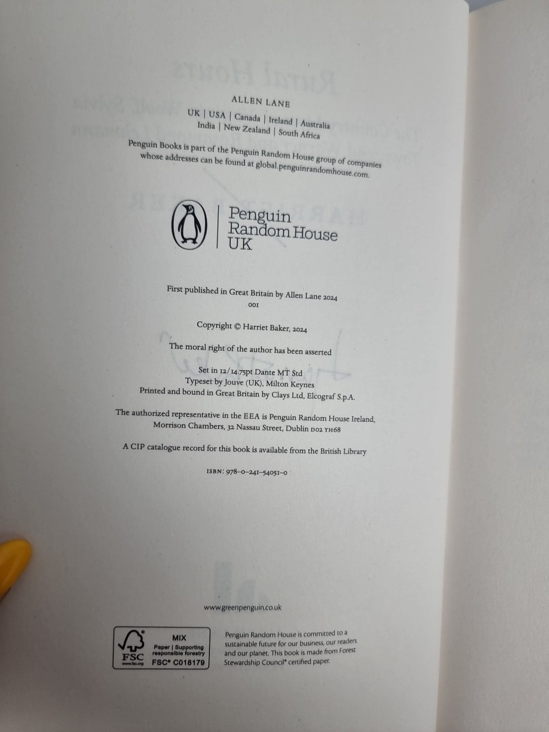 Rural Hours by Harriet Baker (Hardback, 2024, 1st Edition Signed)