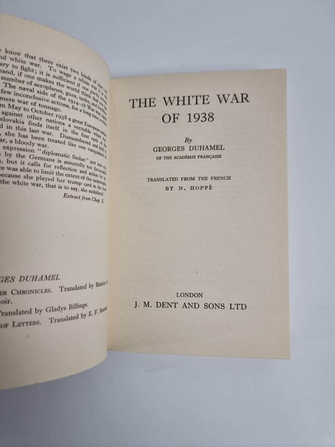 DUHAMEL, GEORGES (1884-1966) The white war of 1939 1st Edition Fine & Unread.