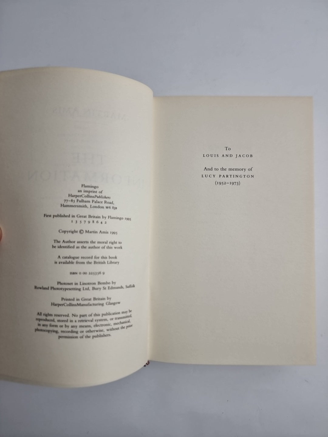 Martin Amis, The Information (Hardback, 1995) 1st/1st UK**** SIGNED****