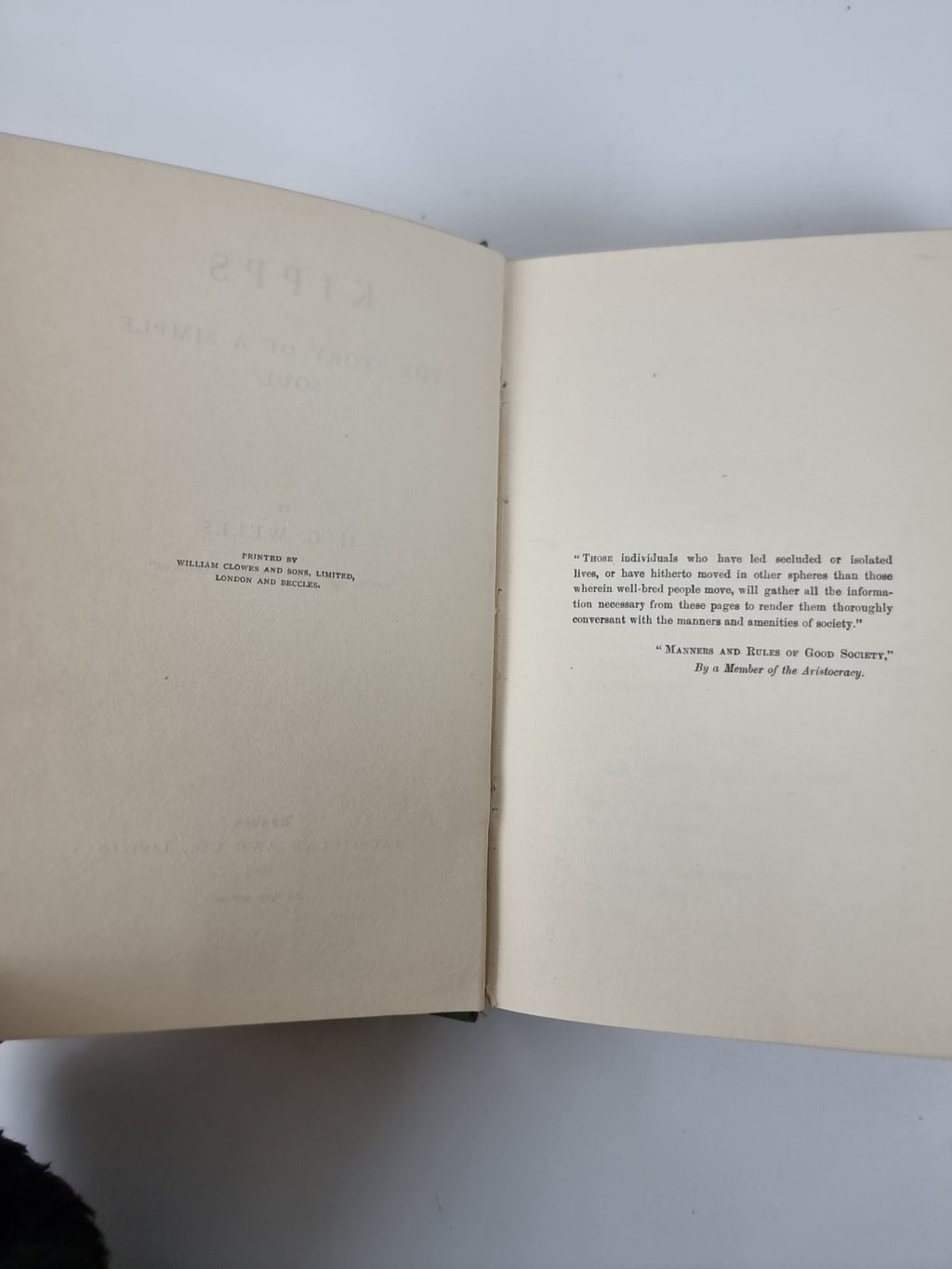 Kipps: The Story Of A Simple Soul, H. G. Wells — First Edition