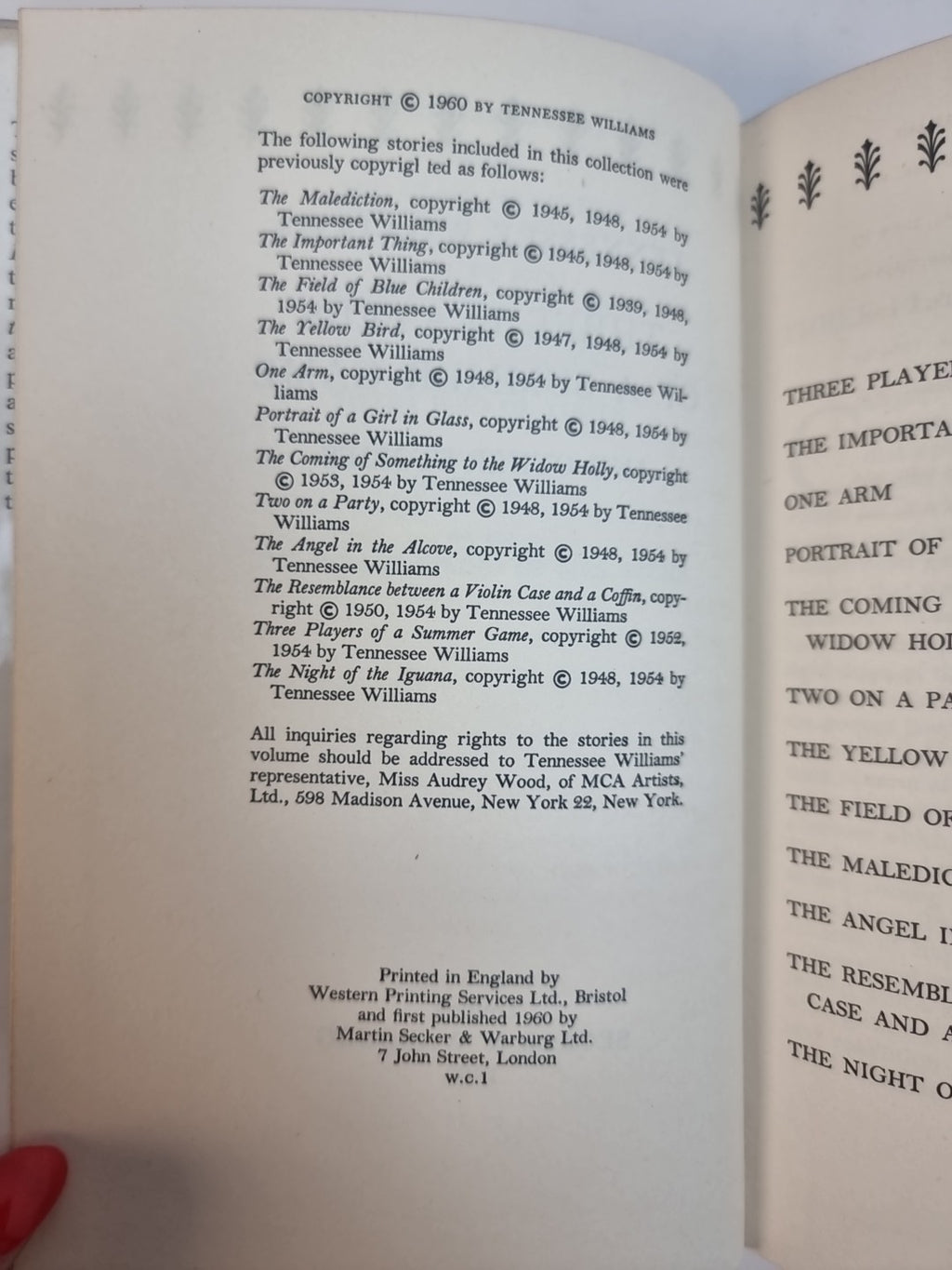 Three Players Of A Summer Game, Tennessee Williams — First Edition, AS NEW