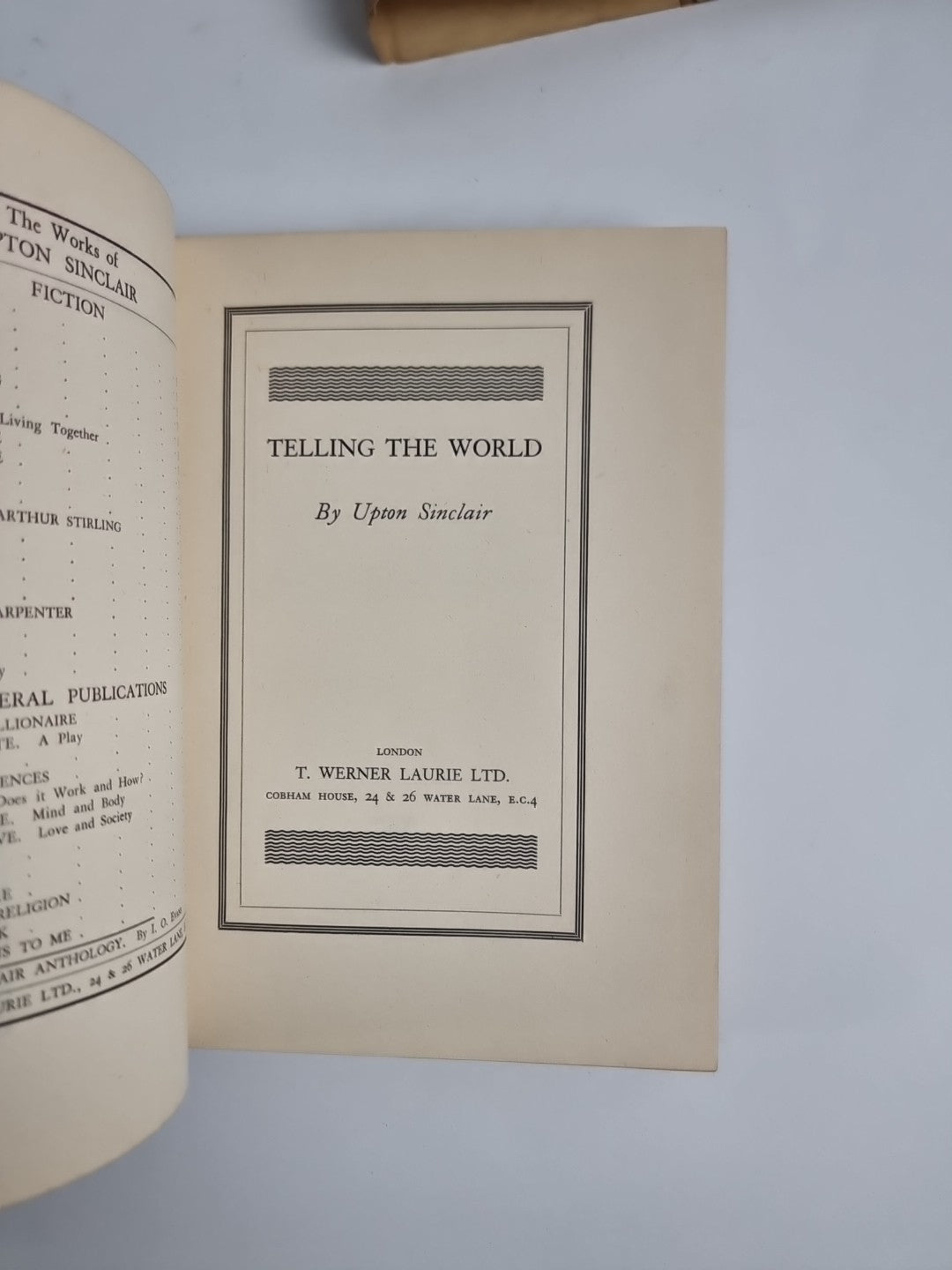 Telling the World By Upton Sinclair 1939 1st Edition Very Rare Book