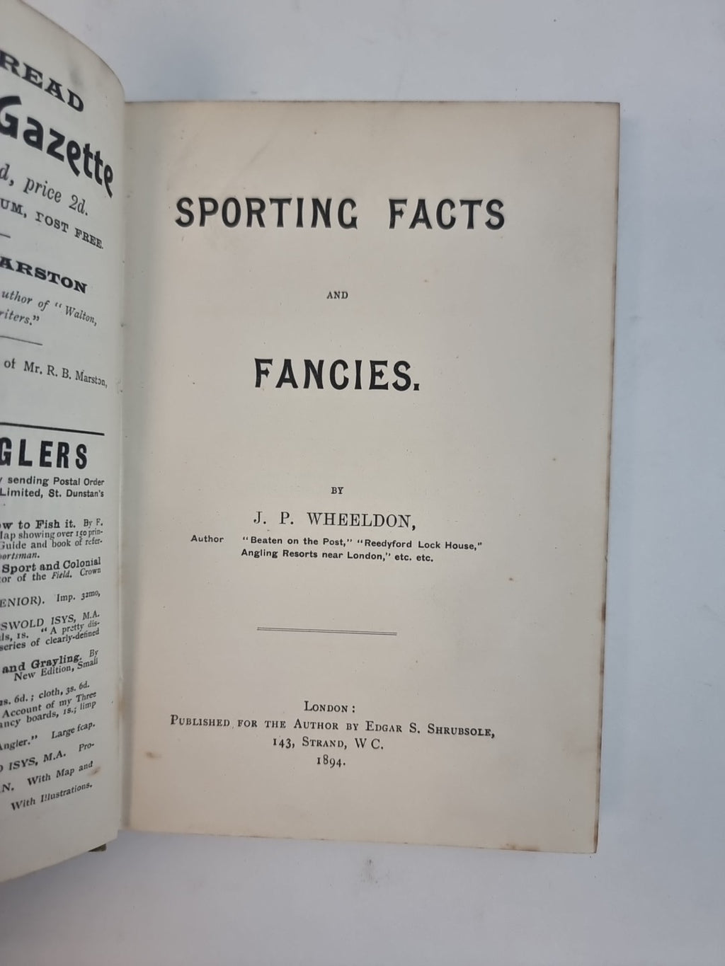 Sporting Facts and Fancies, J. P. Wheeldon — First Edition