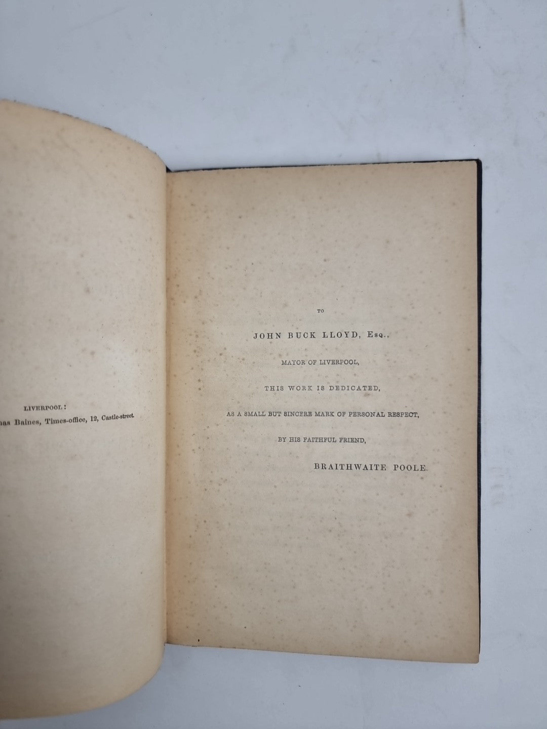 The commerce of Liverpool By Braithwaite Poole 1854 1st Edition 