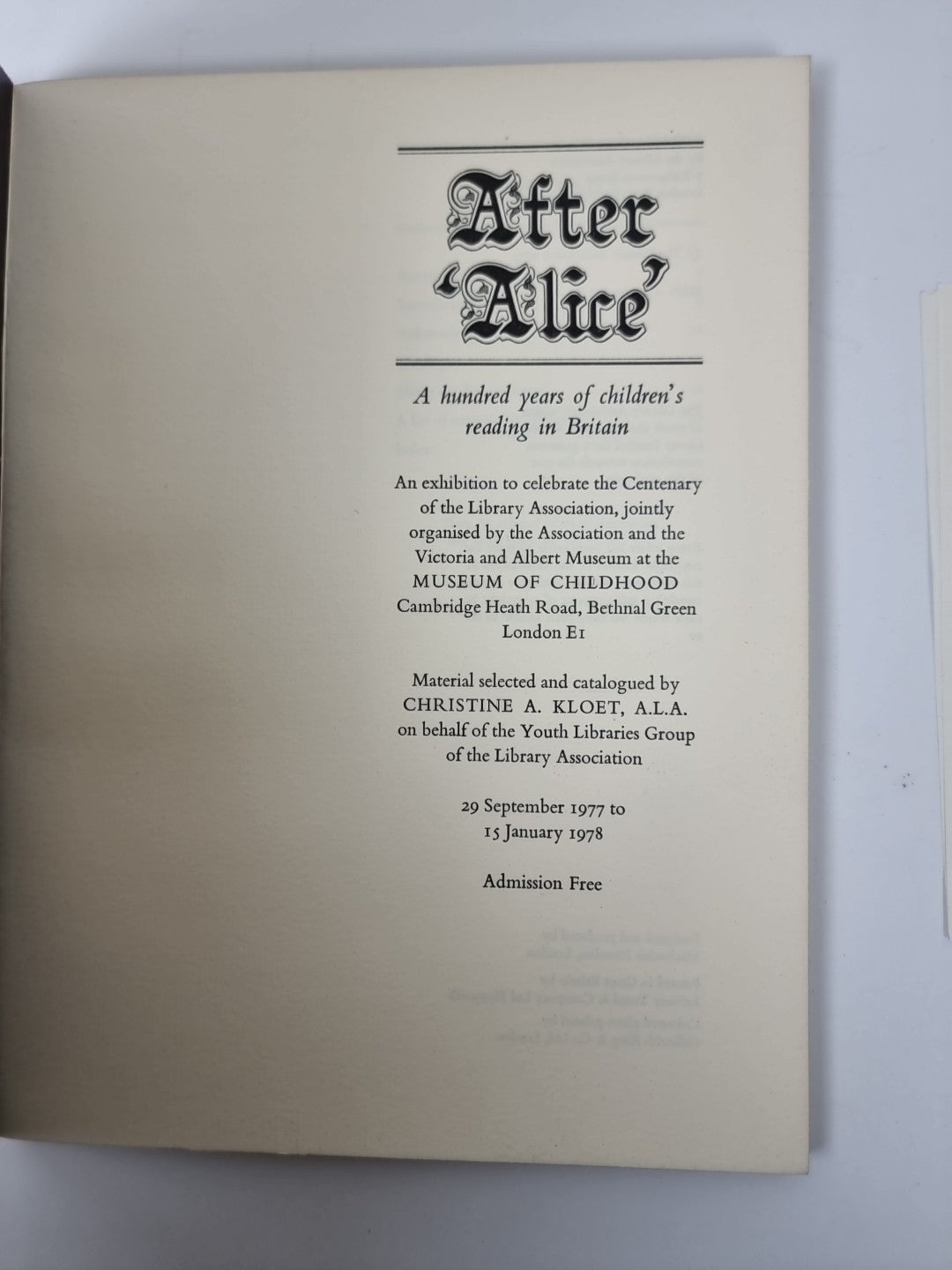 After 'Alice' — A Hundred Years of Children's Reading in Britain