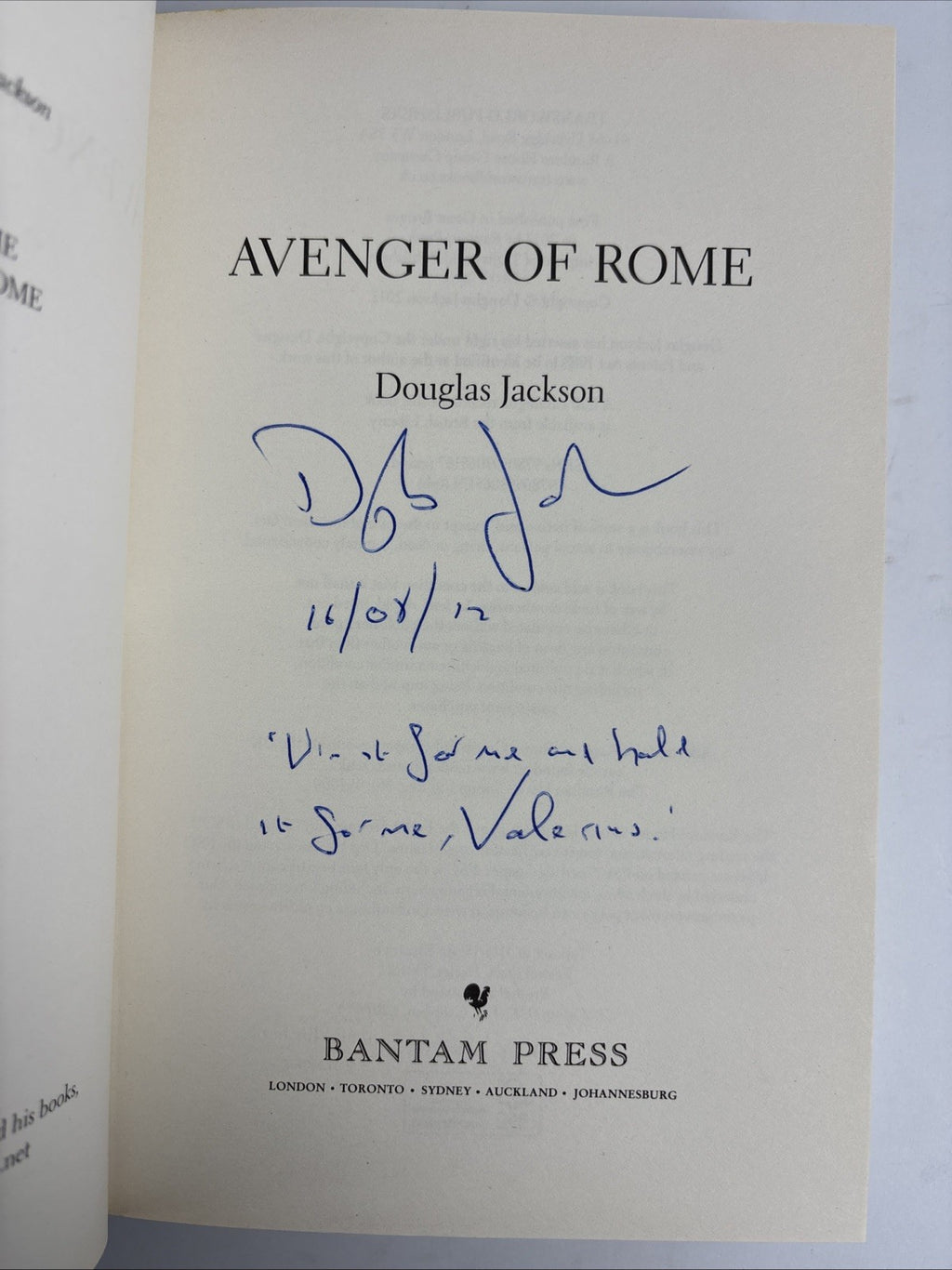 Avenger of Rome by Douglas Jackson Hardback 1st Edition Signed