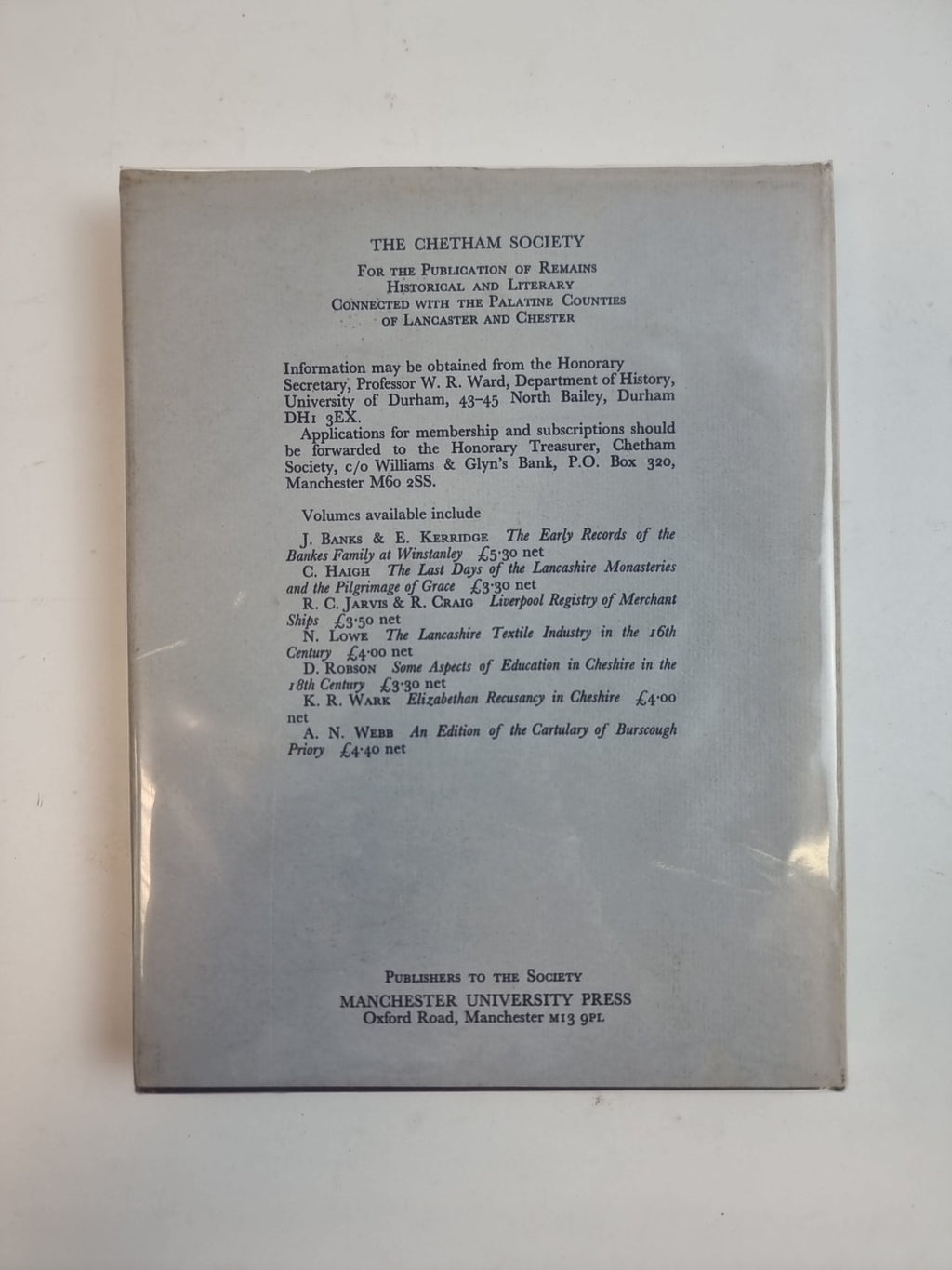 Provision for the Relief of the Poor in Manchester, 1754-1826 by G. B. Hindle