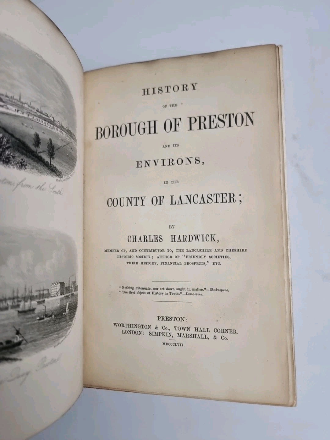 History of the boat of Preston Charles Hardwick 1857 1st Edition 