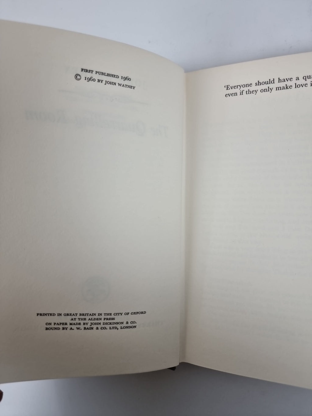 The Quarrelling Room, John Watney — First Edition