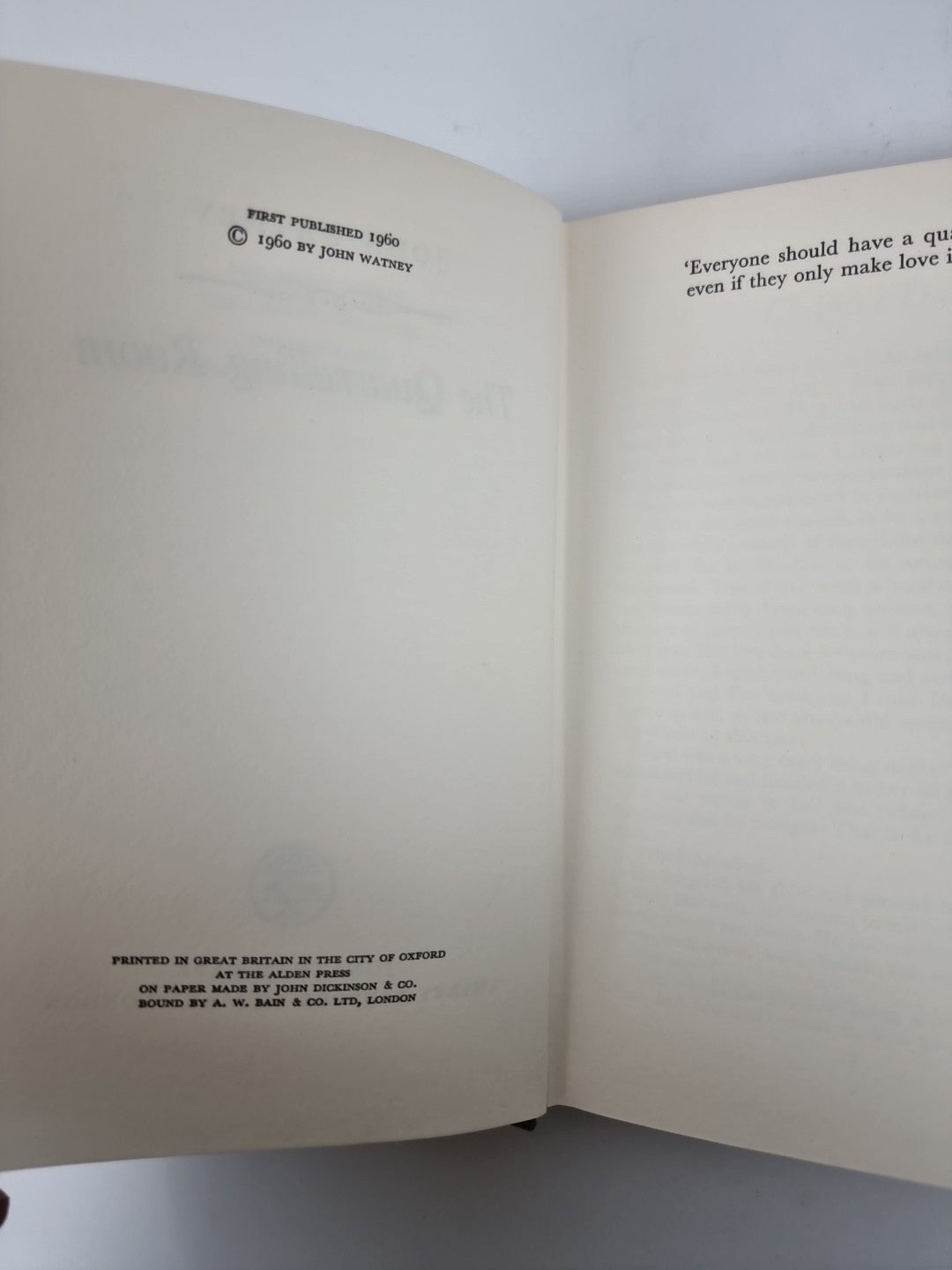 The Quarrelling Room, John Watney — First Edition