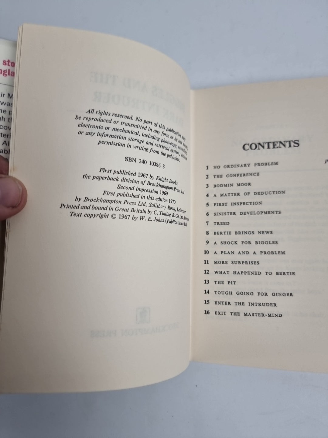 Captain W E Johns - Biggles and the Dark Intruder - HB 1st Edition 1970 Fine Con