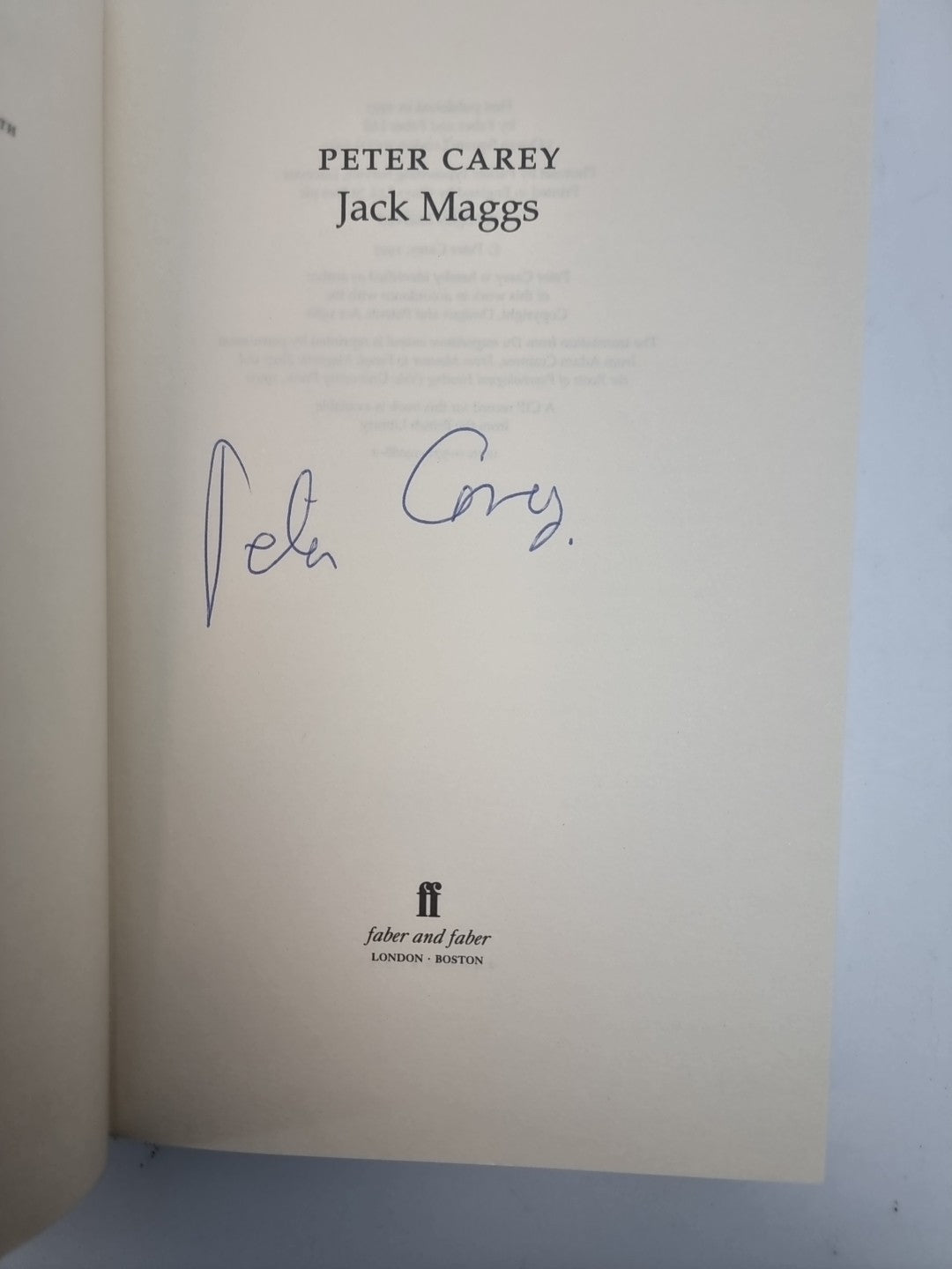 Jack Maggs by Peter Carey Signed 1st Edition Hardcover Free Delivery