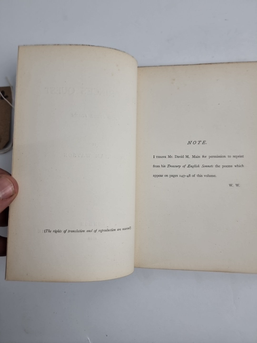 The Prince's Quest and Other Poems WATSON, William 1st Edition 1880 Fine Copy 