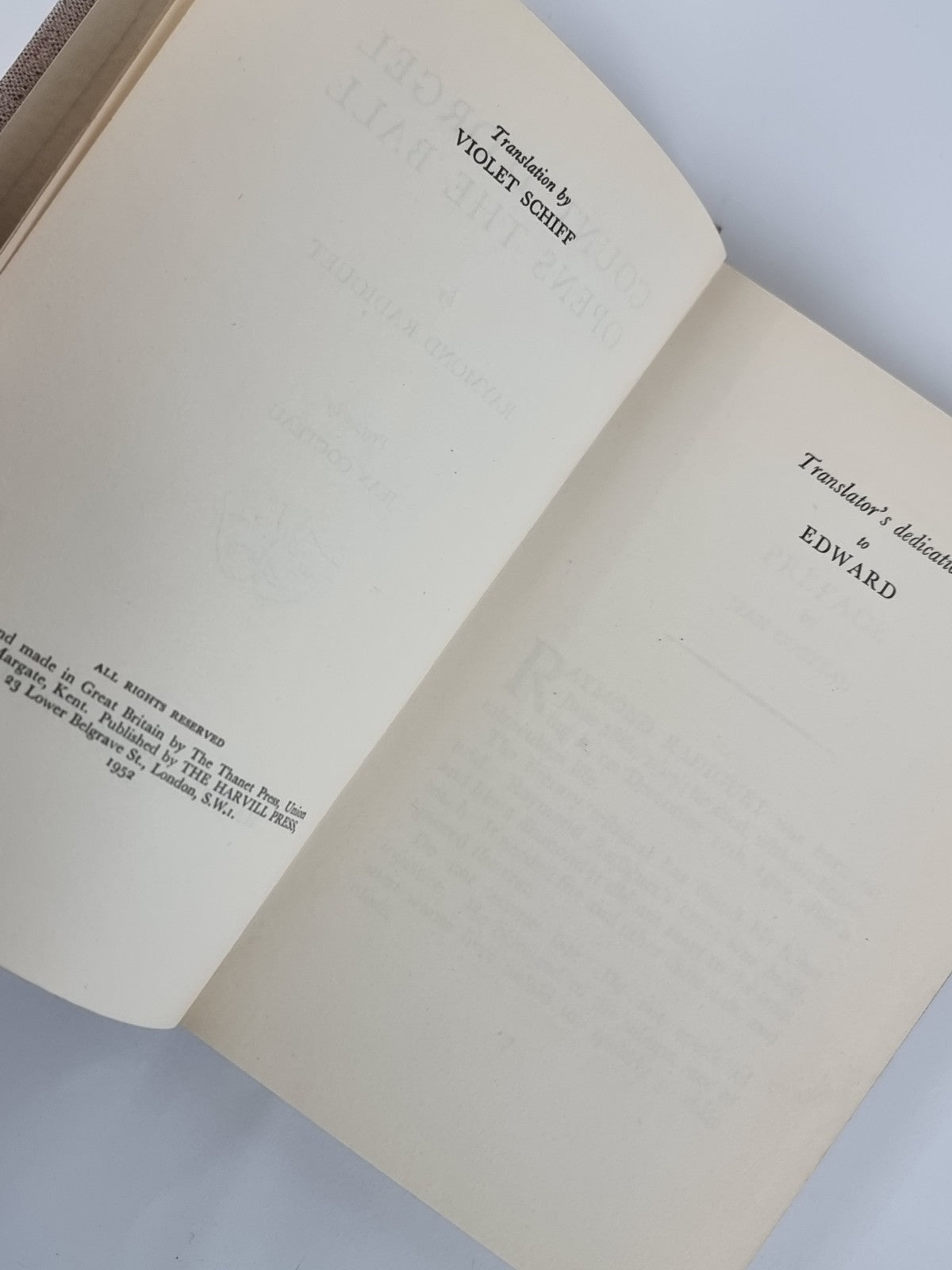 Count D'Orgel Opens the Ball. Raymond Radiguet - First Edition