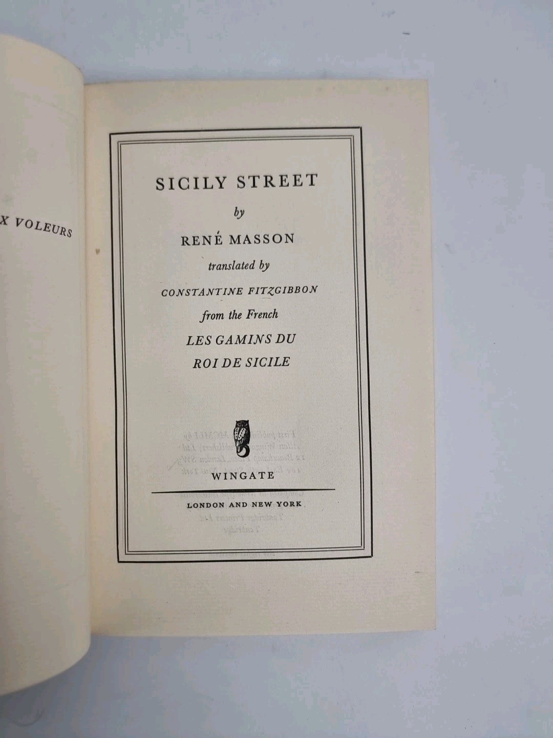 Sicily Street, Rene Masson. 1951 1st Edition Paul Hogarth dust jacket News Clips