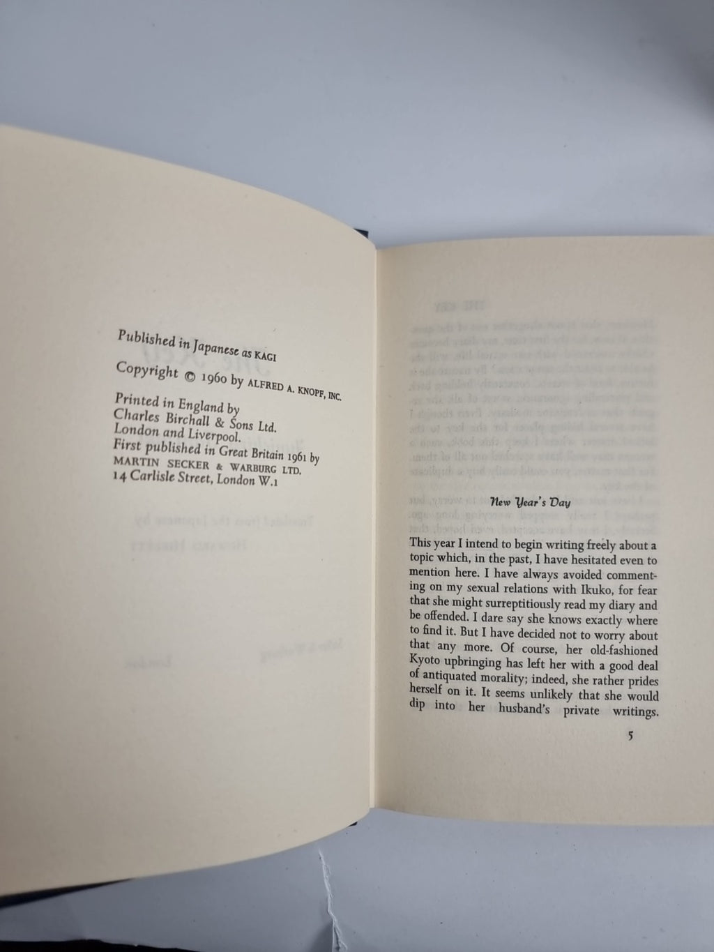 The Key - Junichiro Tanizaki, translated from the Japanese, Howard Hibbett Fine