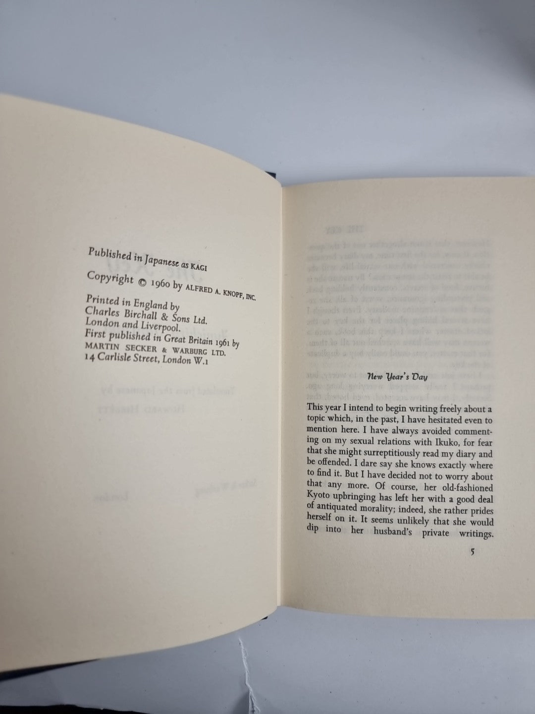 The Key - Junichiro Tanizaki, translated from the Japanese, Howard Hibbett Fine