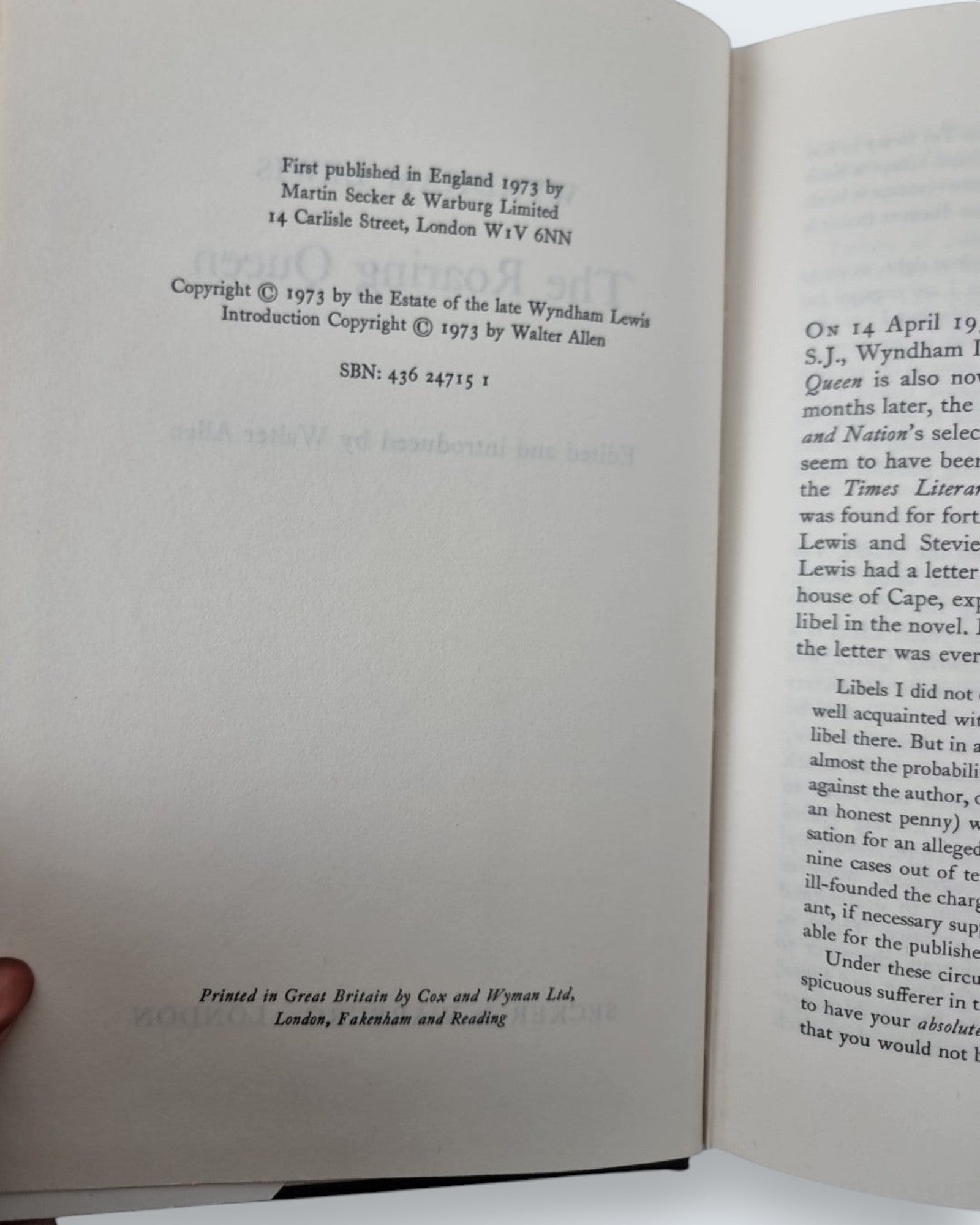 The Roaring Queen, Wyndham Lewis - First Edition