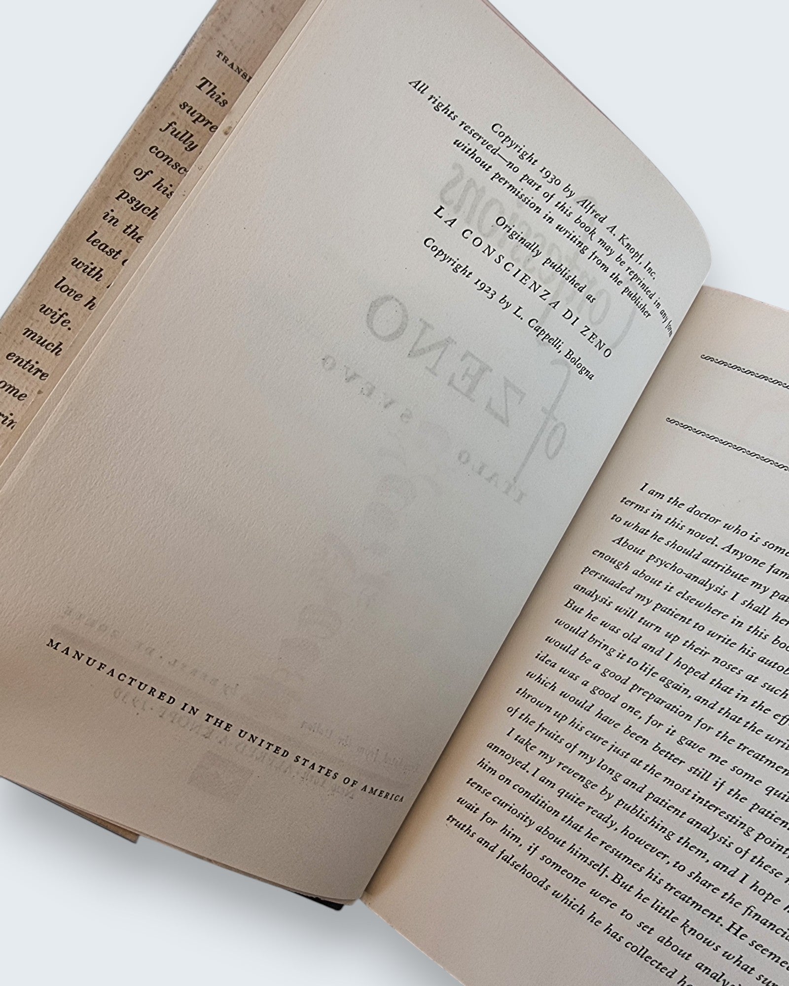 Confessions of Zeno Italo Svevo first edition vintage book copyright page
