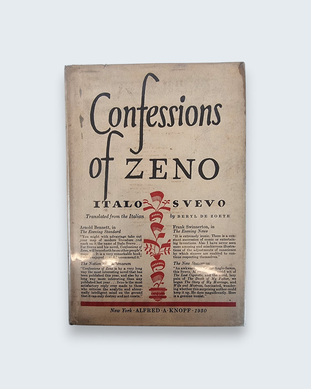 Confessions of Zeno Italo Svevo first edition vintage book front view