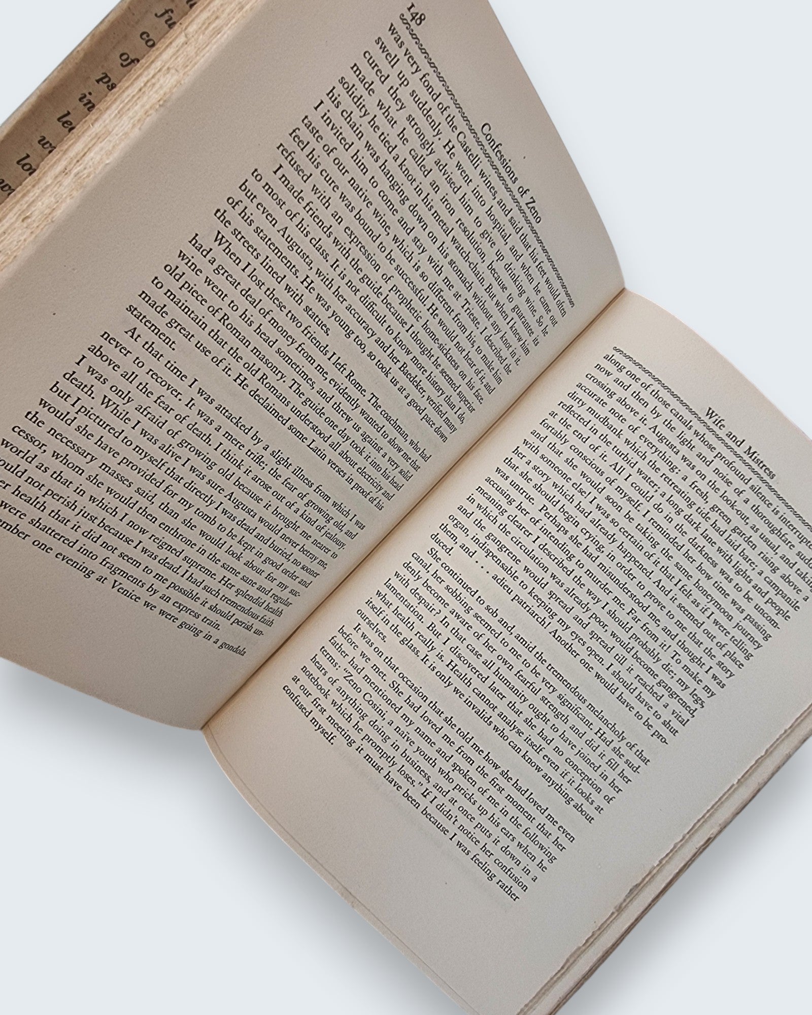 Confessions of Zeno Italo Svevo first edition vintage book open page view