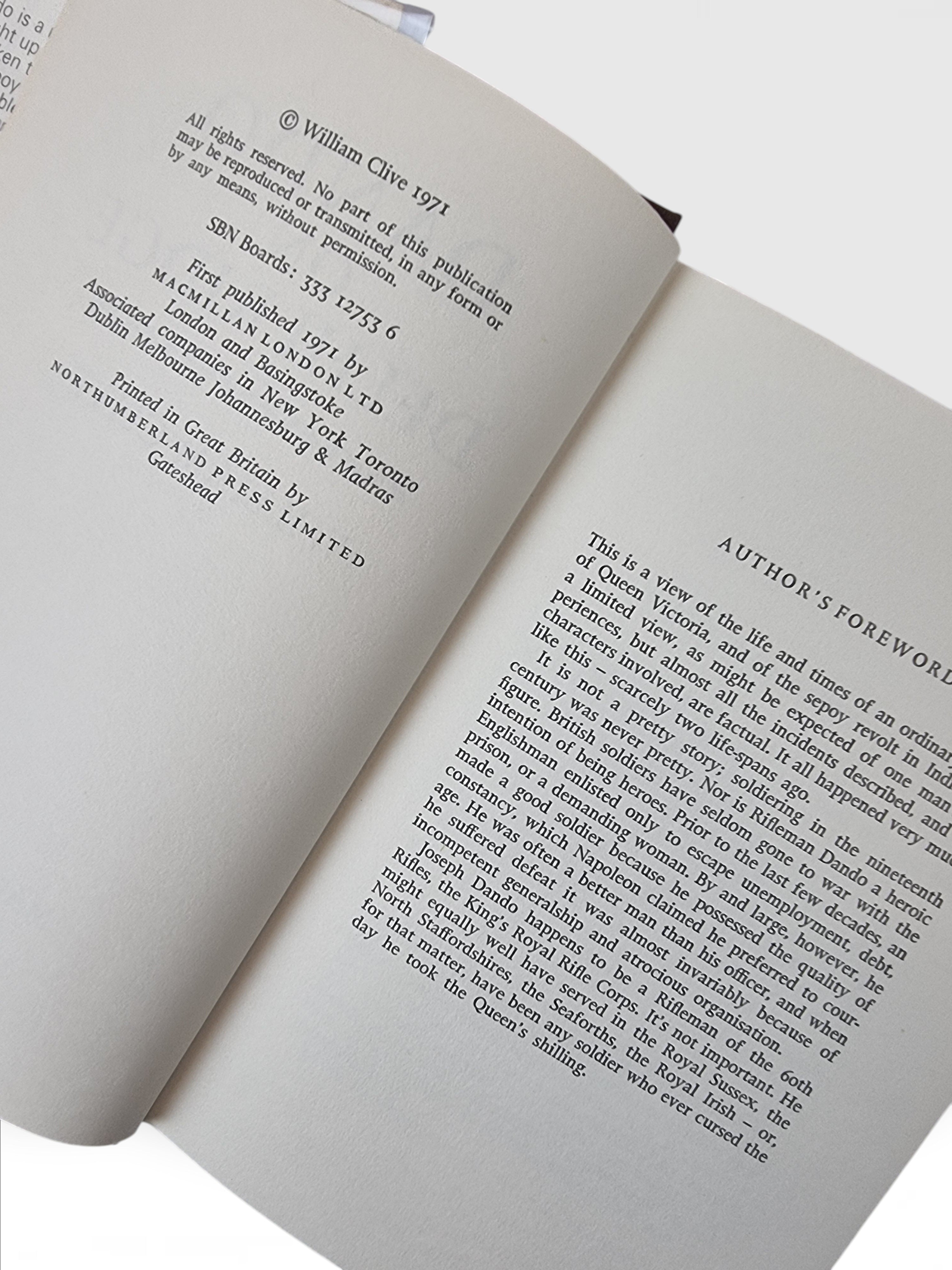 Dando On Delhi Ridge William Clive first edition vintage book copyright page