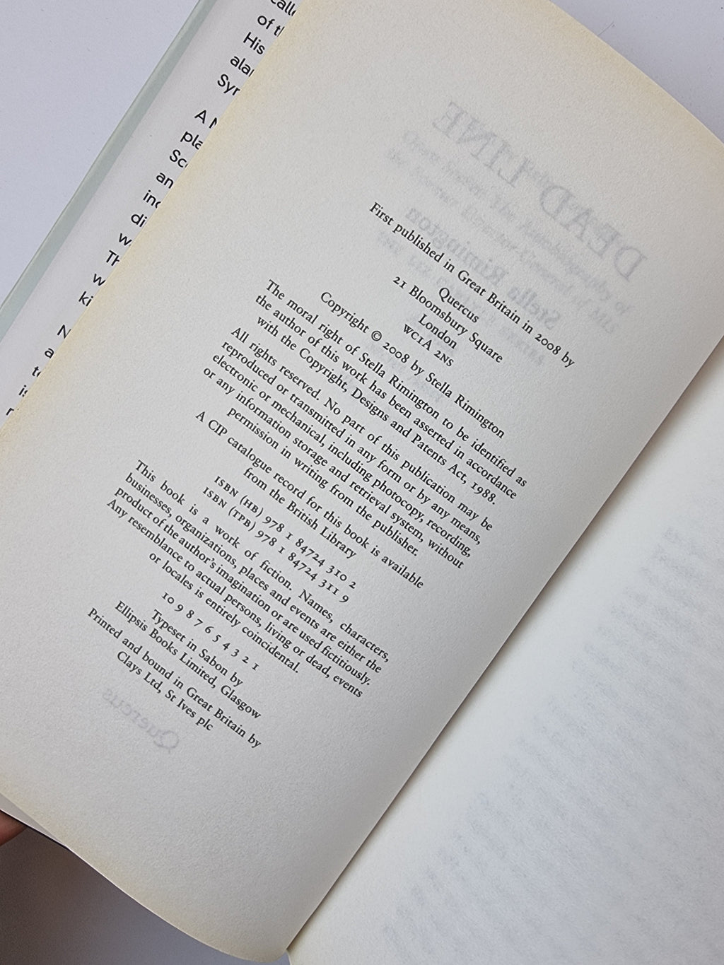 Dead Line Stella Rimington first edition vintage book copyright page