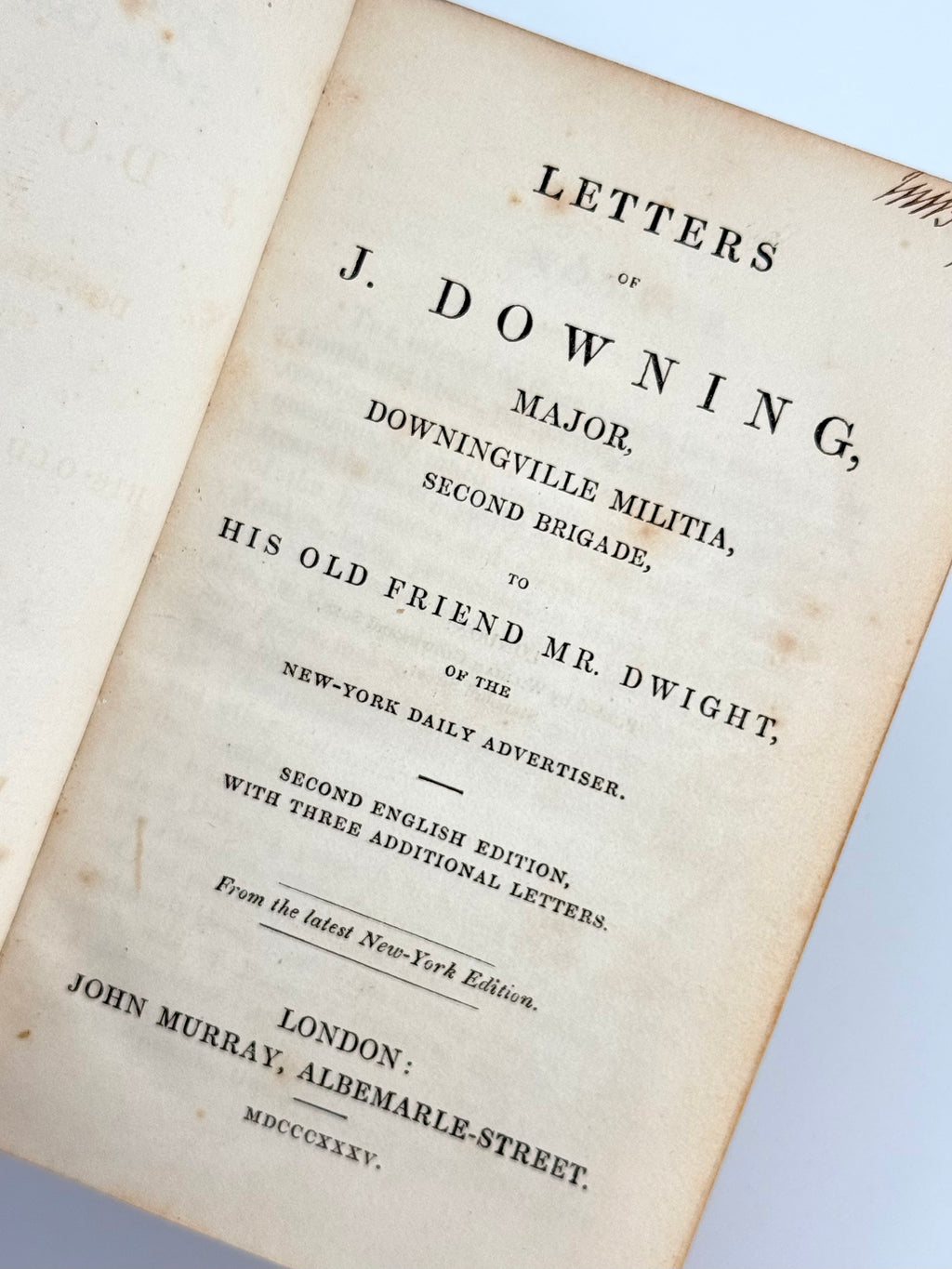 Letters of J. Downing; to Mr. Dwight of the New-York Daily Advertiser — 2nd Ed