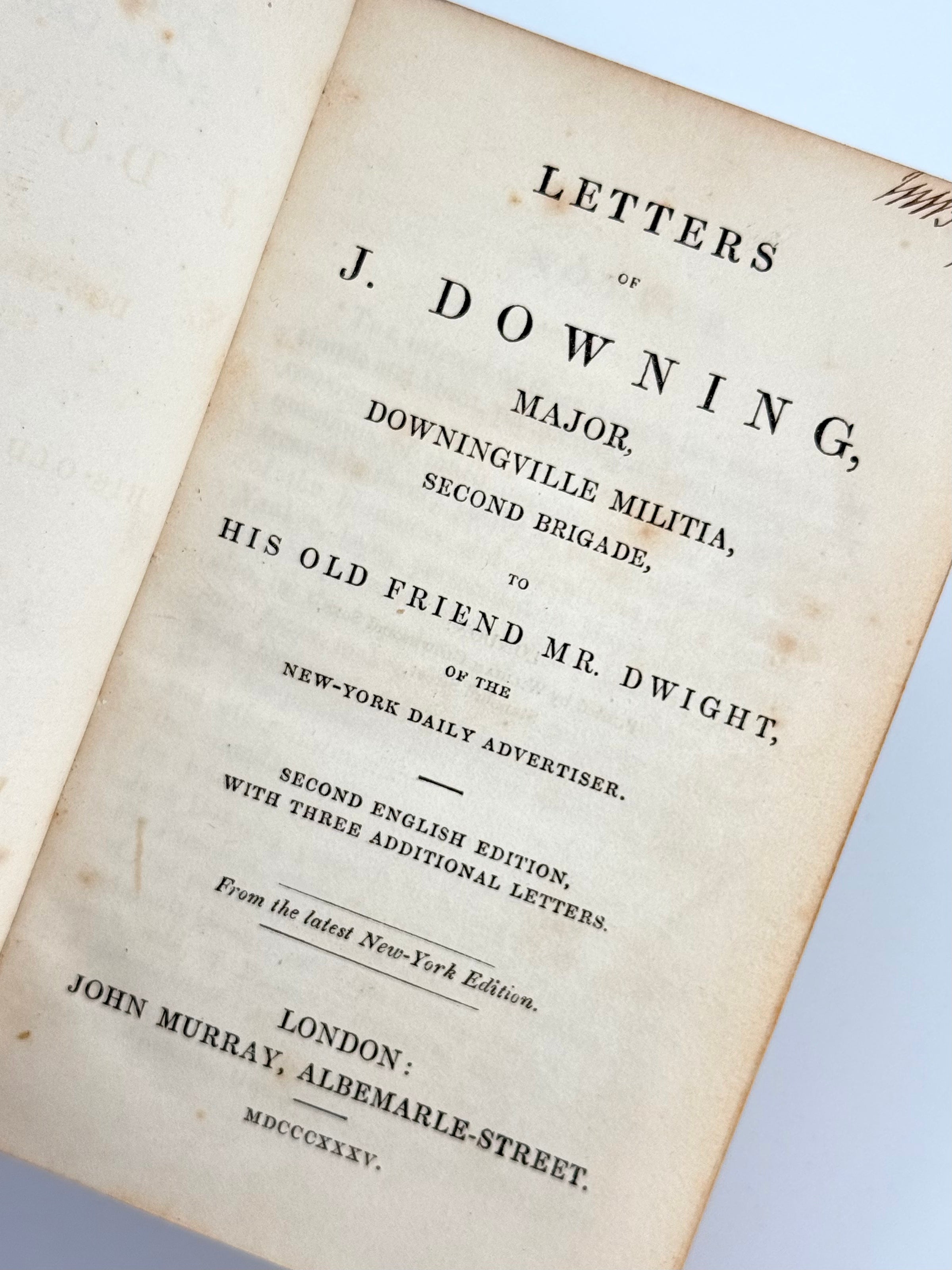 Letters of J. Downing; to Mr. Dwight of the New-York Daily Advertiser — 2nd Ed