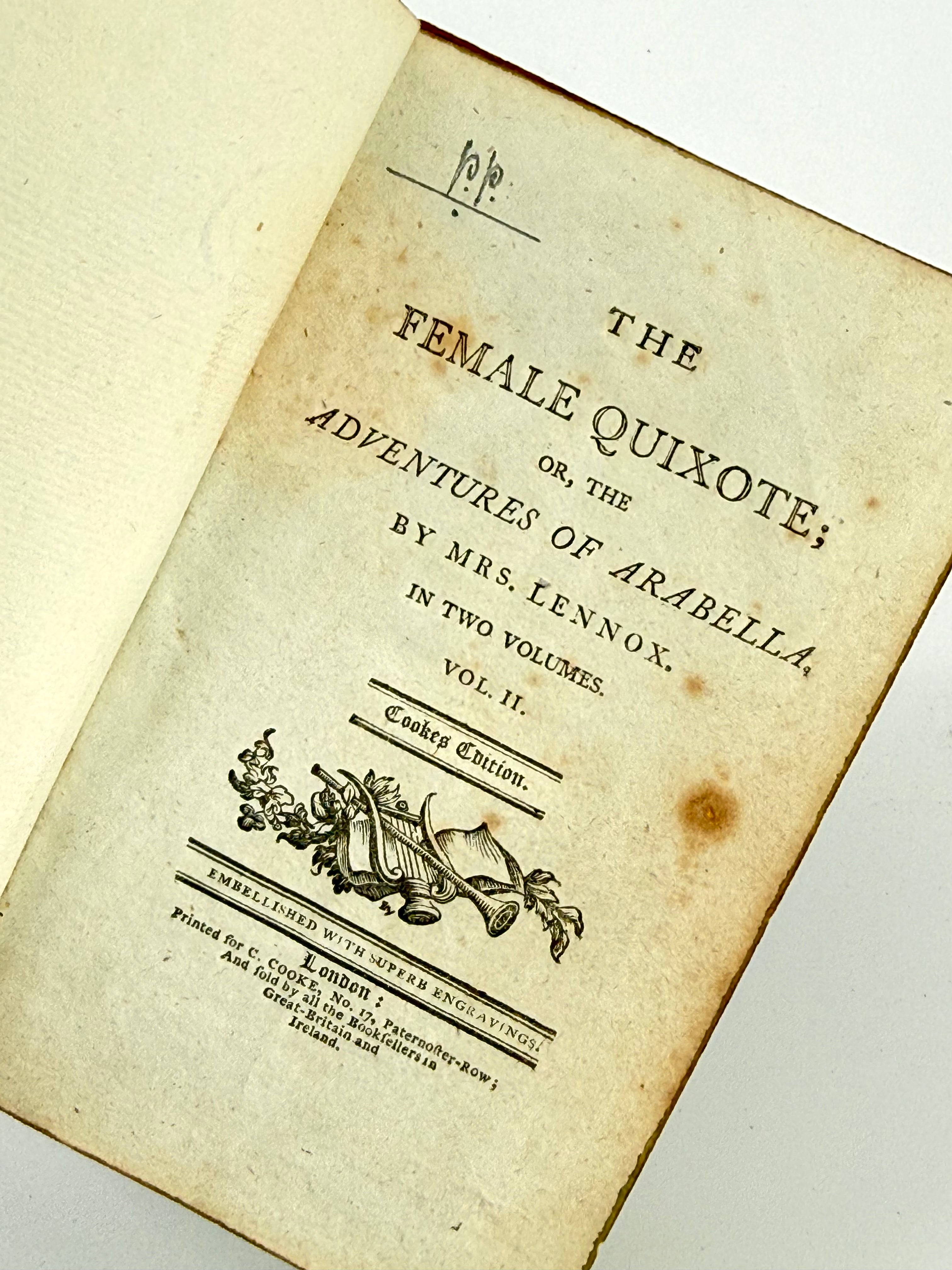 The Female Quixote: 2 Volumes Complete, Mrs. Lennox — Cooke's Edition