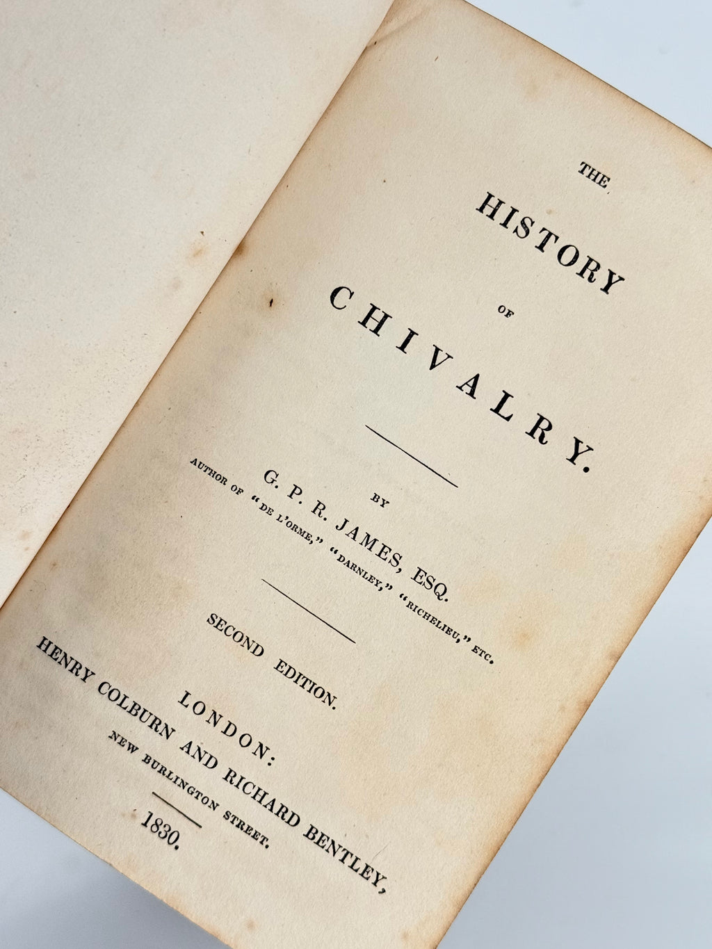 The History of Chivalry, G.P.R. James — 2nd Edition