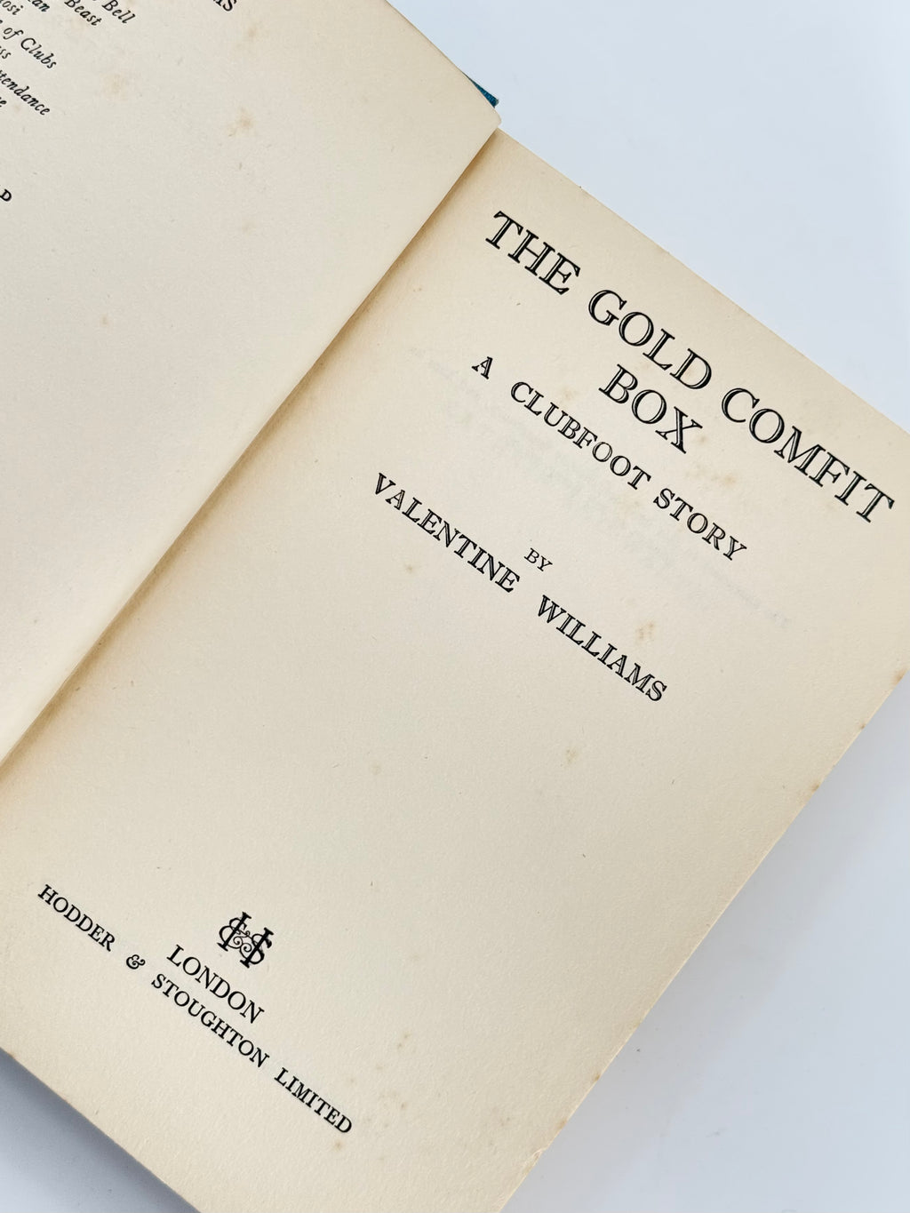 The Gold Comfit Box, Valentine Williams — 1st Edition