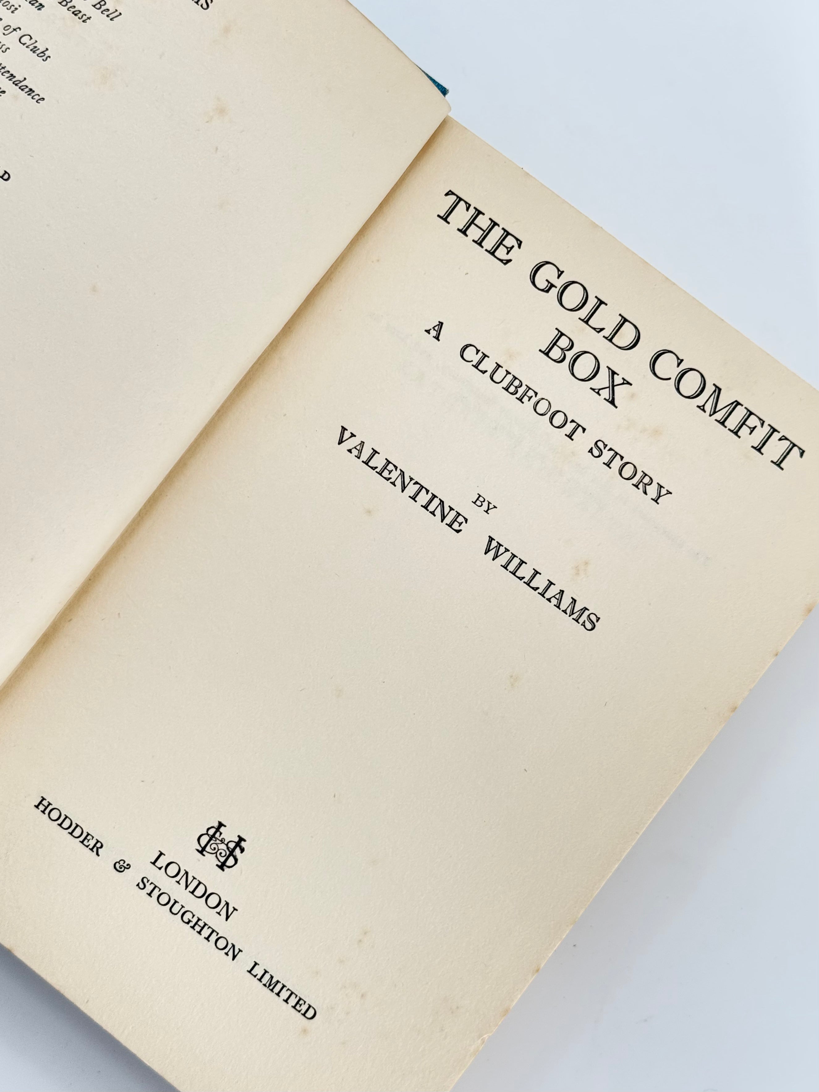The Gold Comfit Box, Valentine Williams — 1st Edition