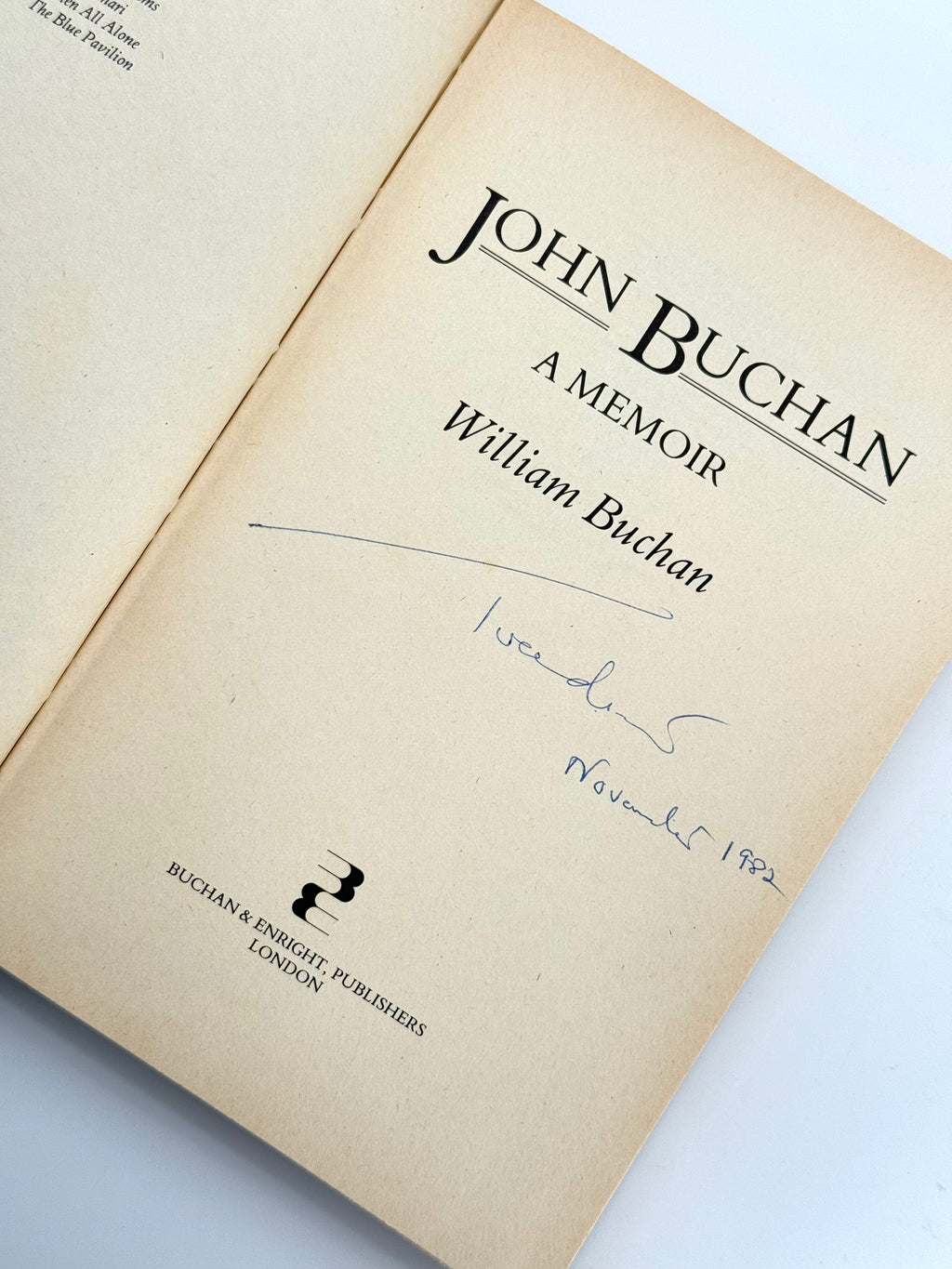 John Buchan: A Memoir, William Buchan — 1st Edition