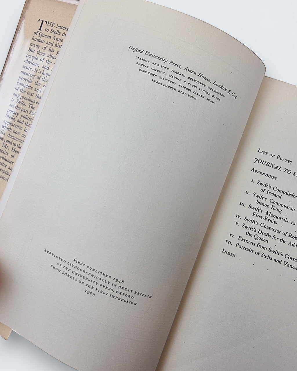 Jonathan Swift Journal to Stella 2 volume set Oxford 1963 edition inside view