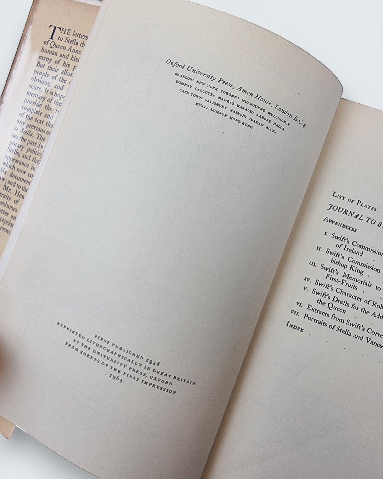 Jonathan Swift Journal to Stella 2 volume set Oxford 1963 edition inside view