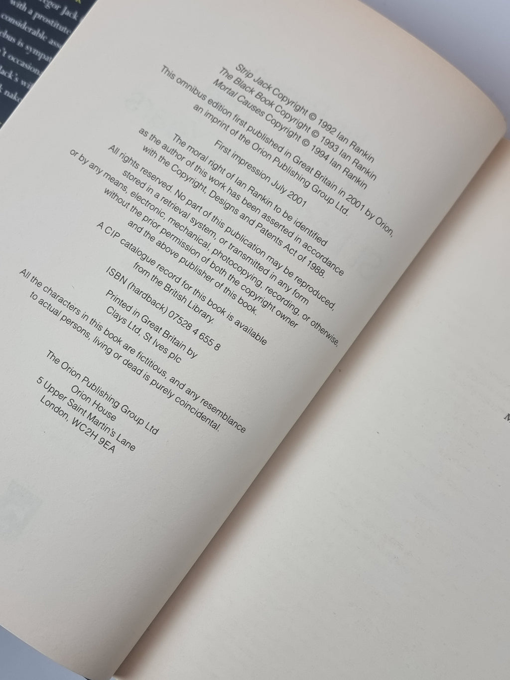Rebus The St Leonards Years Ian Rankin vintage book copyright page