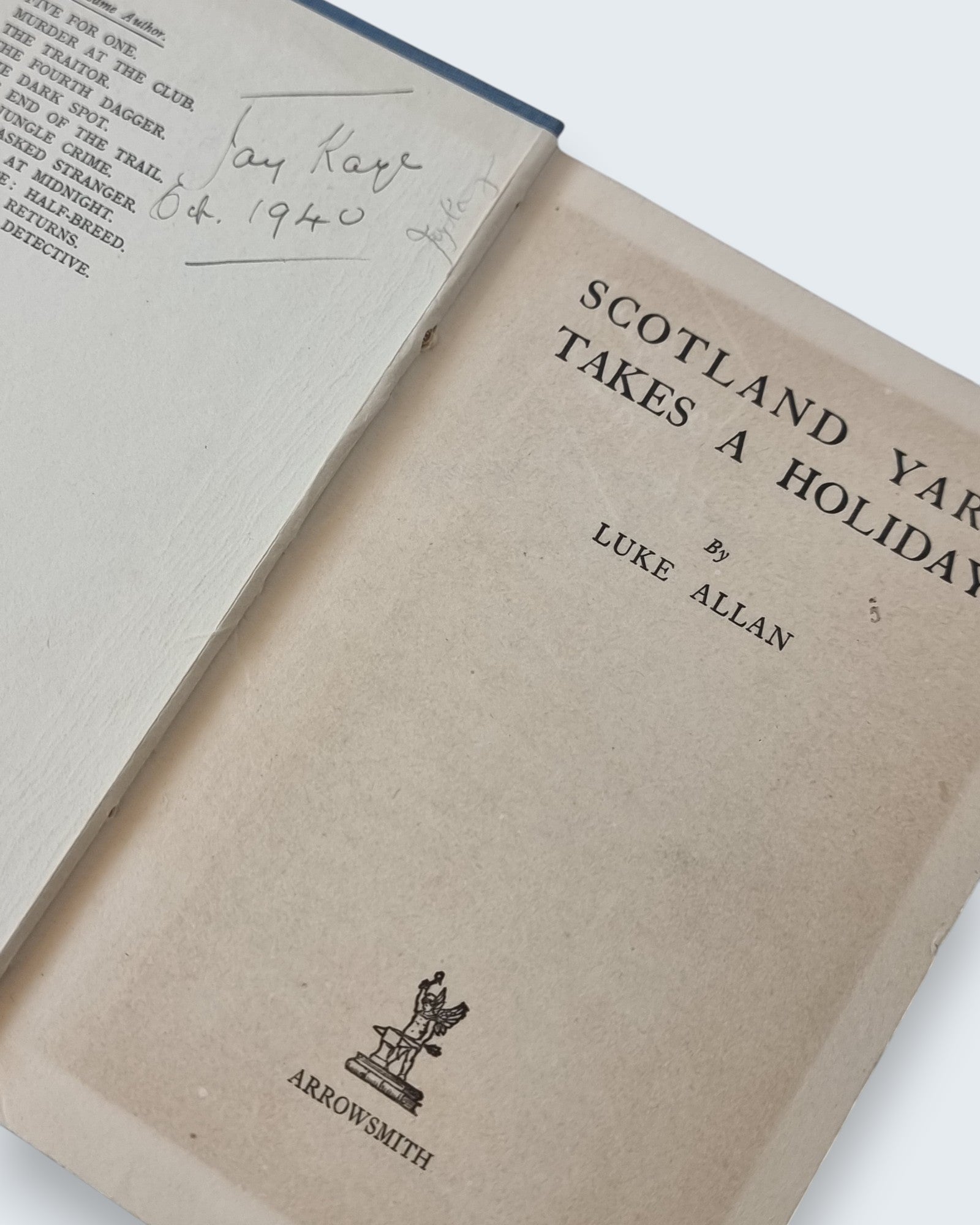 Scotland Yard Takes a Holiday Luke Allan first edition vintage book title page