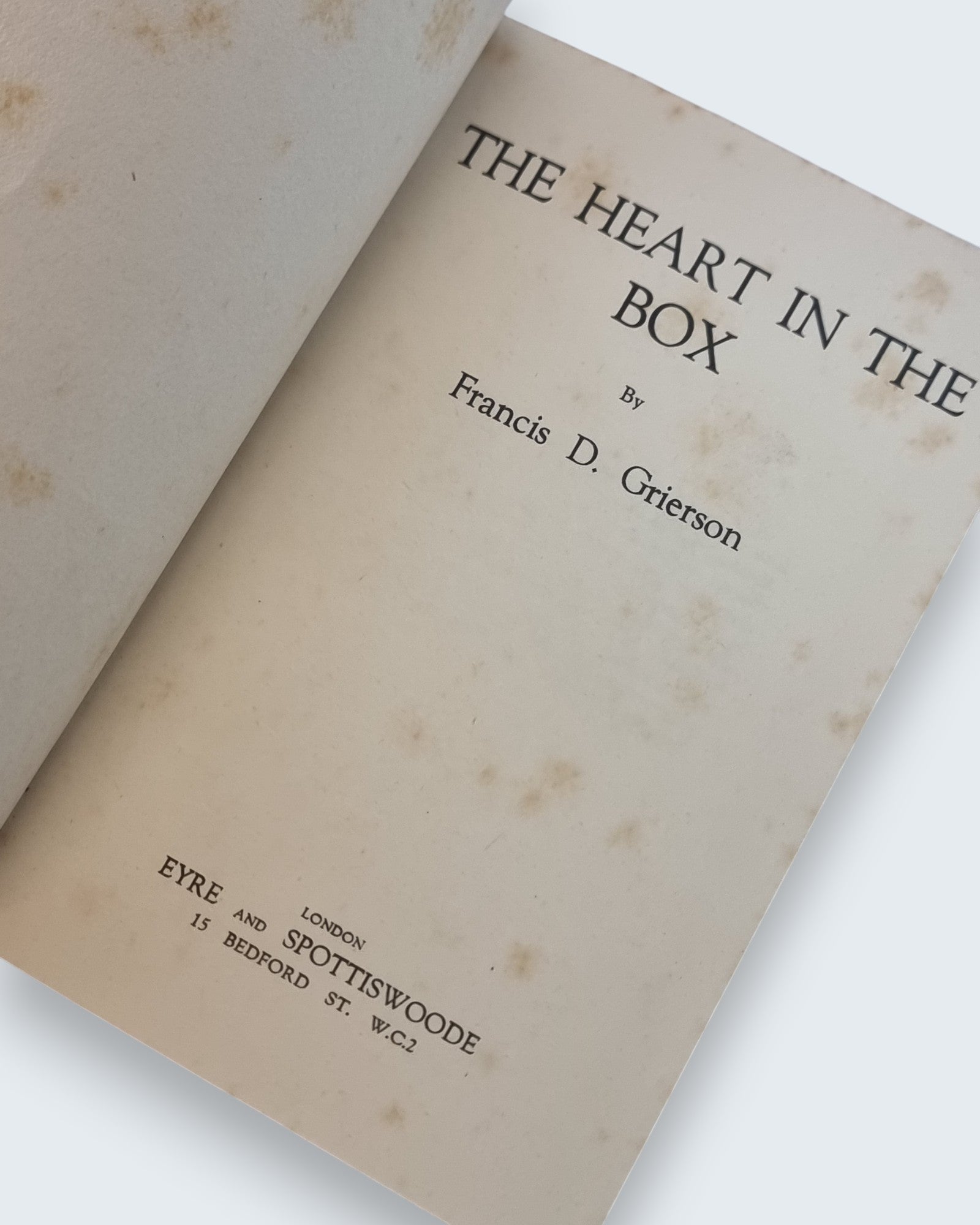 The Heart in the Box Francis D Grierson first edition vintage book title page