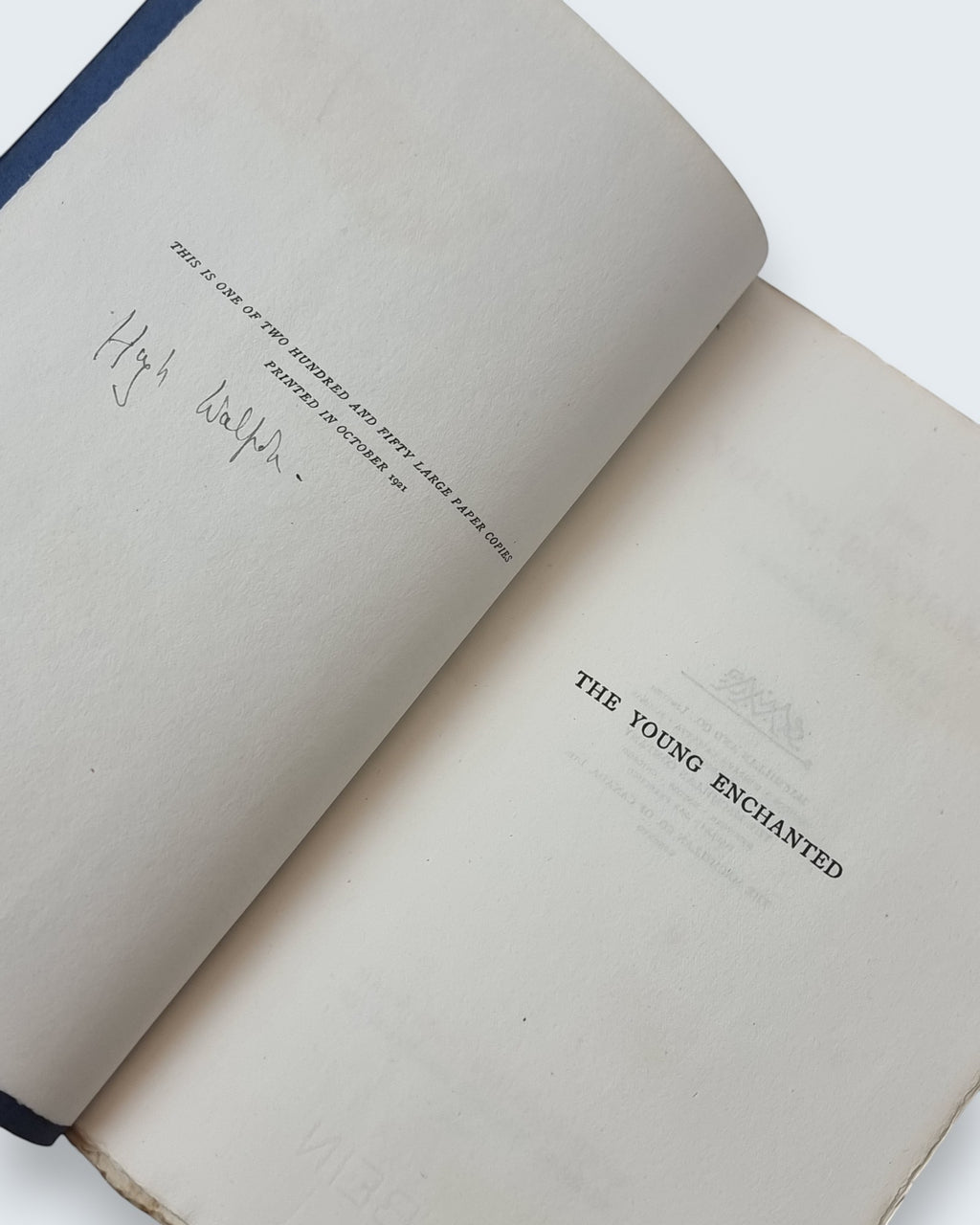 The Young Enchanted Hugh Walpole signed limited edition vintage book signed page