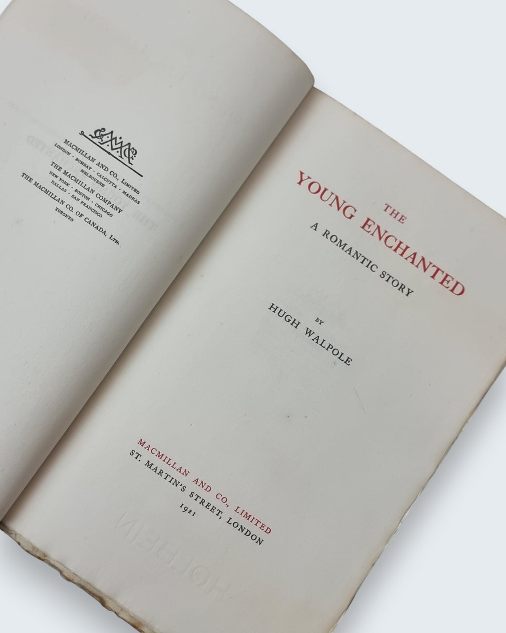 The Young Enchanted Hugh Walpole signed limited edition vintage book title page