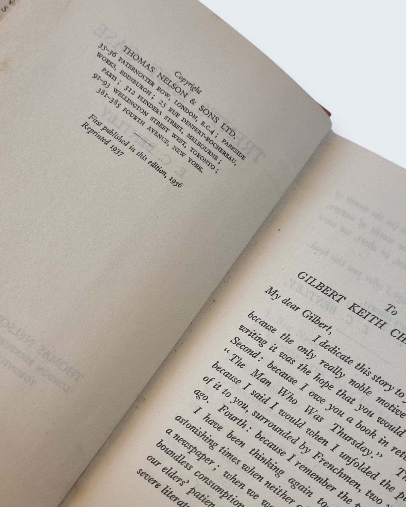 Trents Last Case E C Bentley 1937 reprint vintage book copyright page