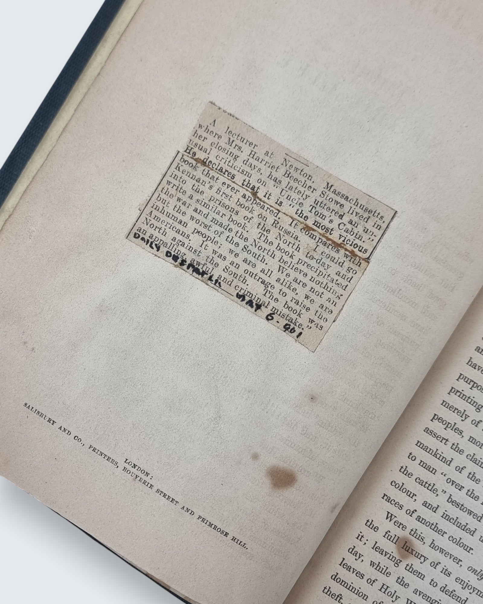 Uncle Toms Cabin Harriet Beecher Stowe authors edition vintage book inside page