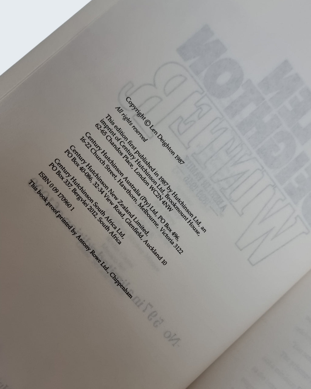 Winter A Berlin Family Len Deighton ARC limited edition 597 of 1000 vintage book copyright