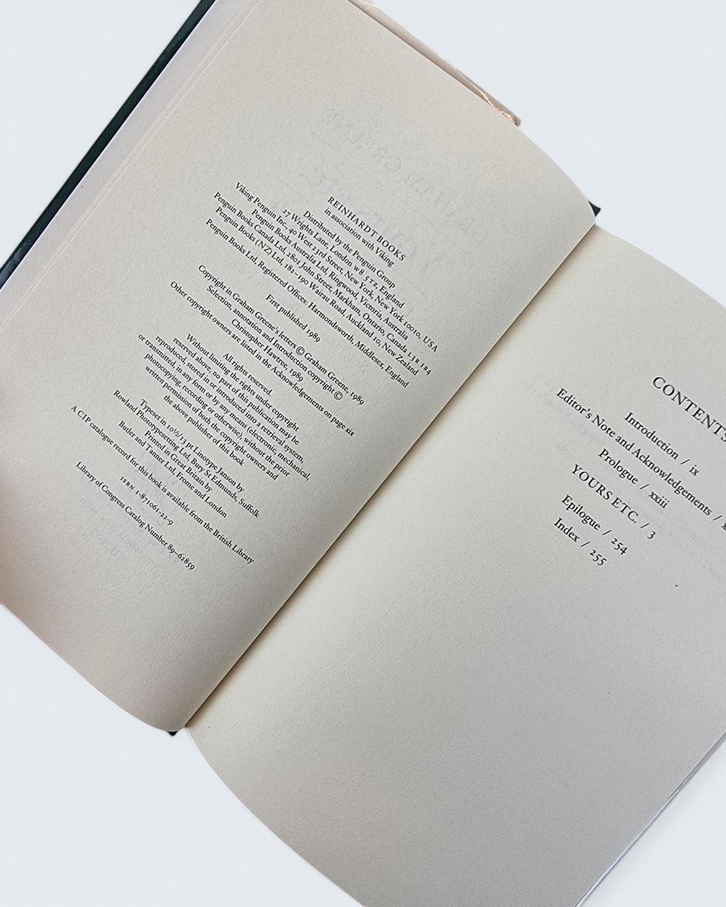 Yours Etc Letters to the Press Graham Greene first edition vintage book inside view